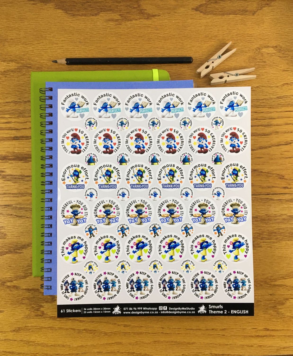 Smurfs Theme 2 Reward Stickers - English