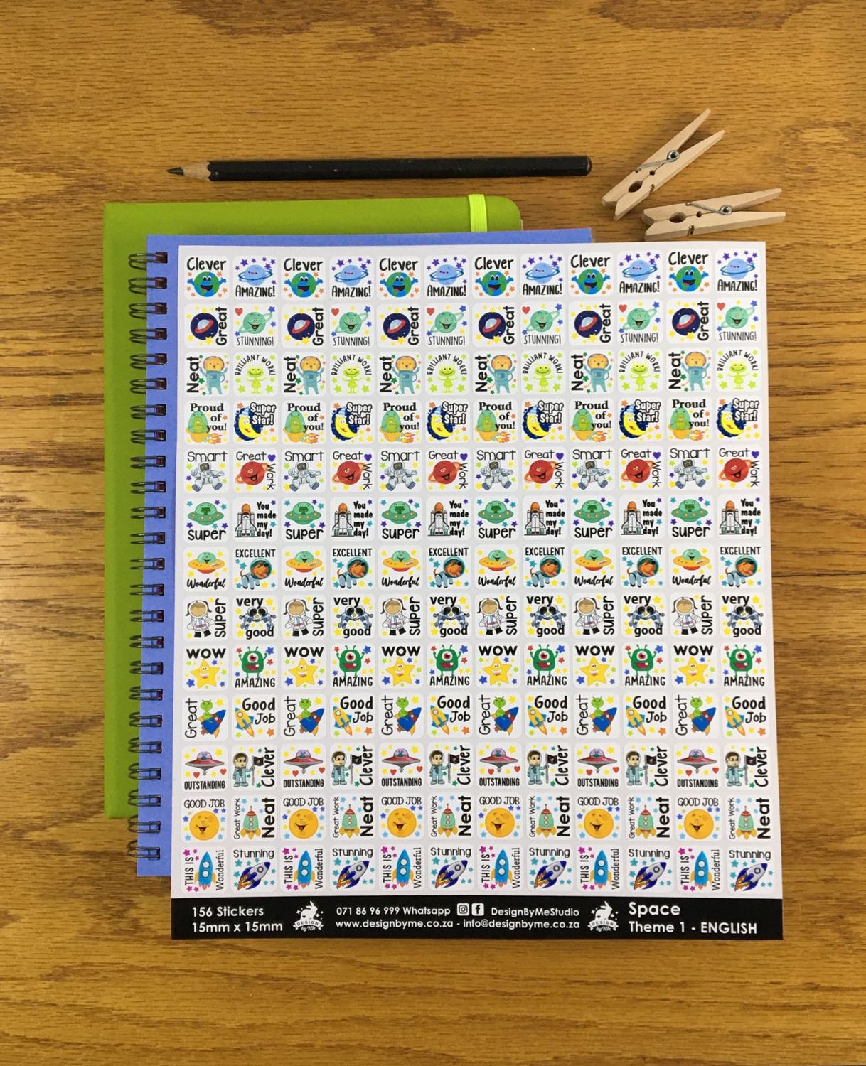 Space Theme 1 Reward Stickers - English