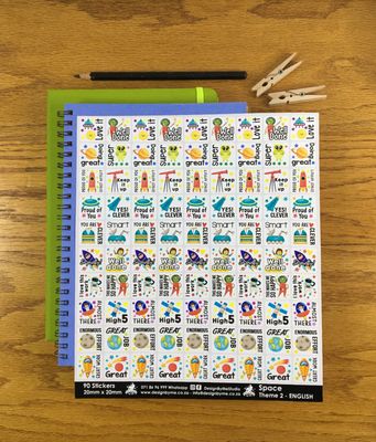 Space Theme 2 Reward Stickers - English