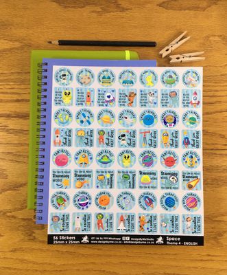 Space Theme 4 Reward Stickers - English