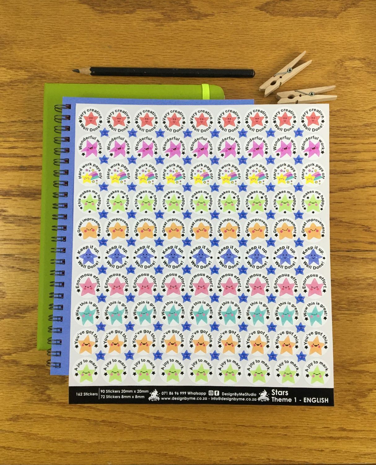 Stars Theme 1 Reward Stickers - English