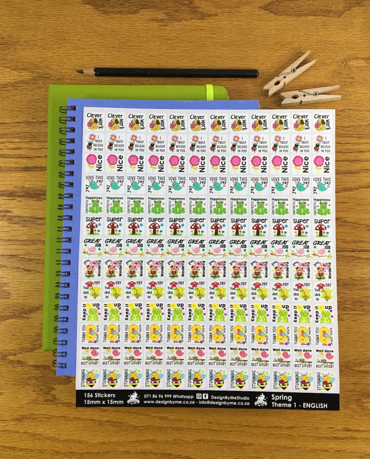 Spring Theme 1 Reward Stickers - English