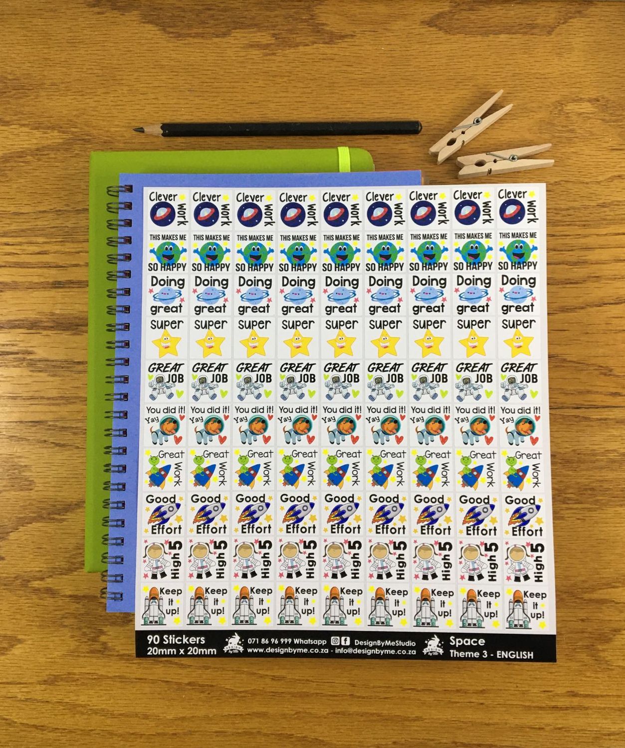 Space Theme 3 Reward Stickers - English