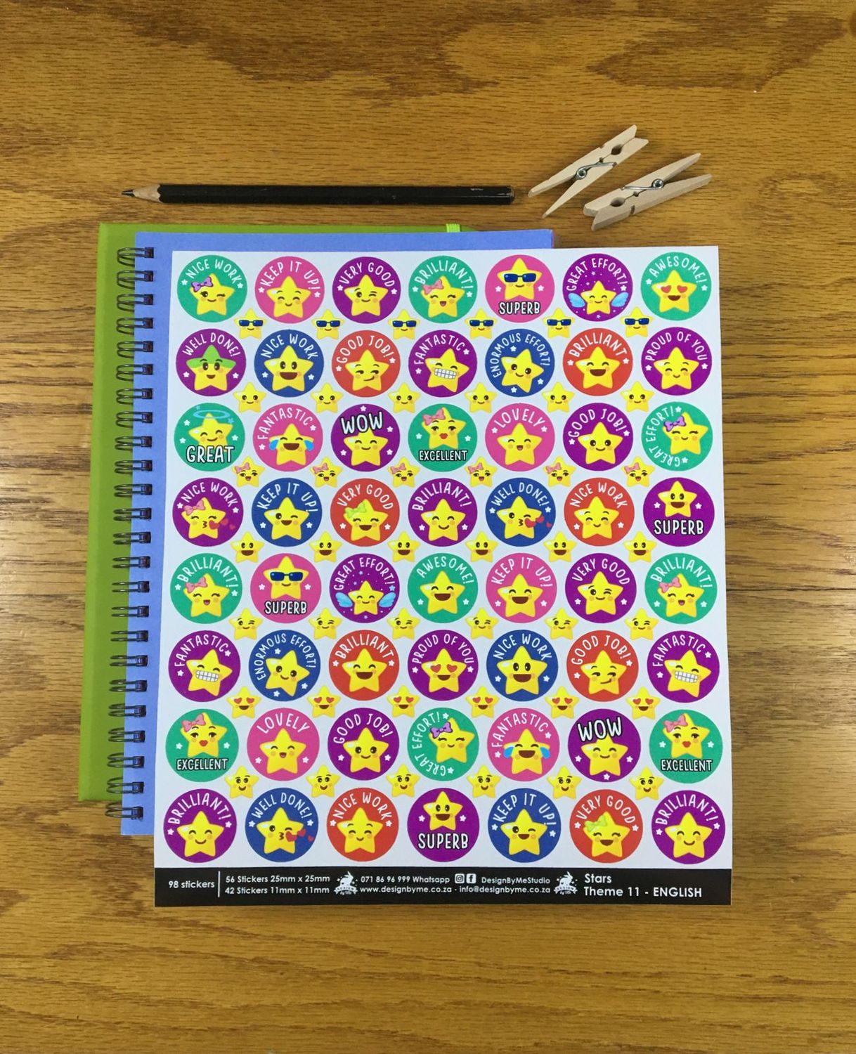 Stars Theme 11 Reward Stickers - English