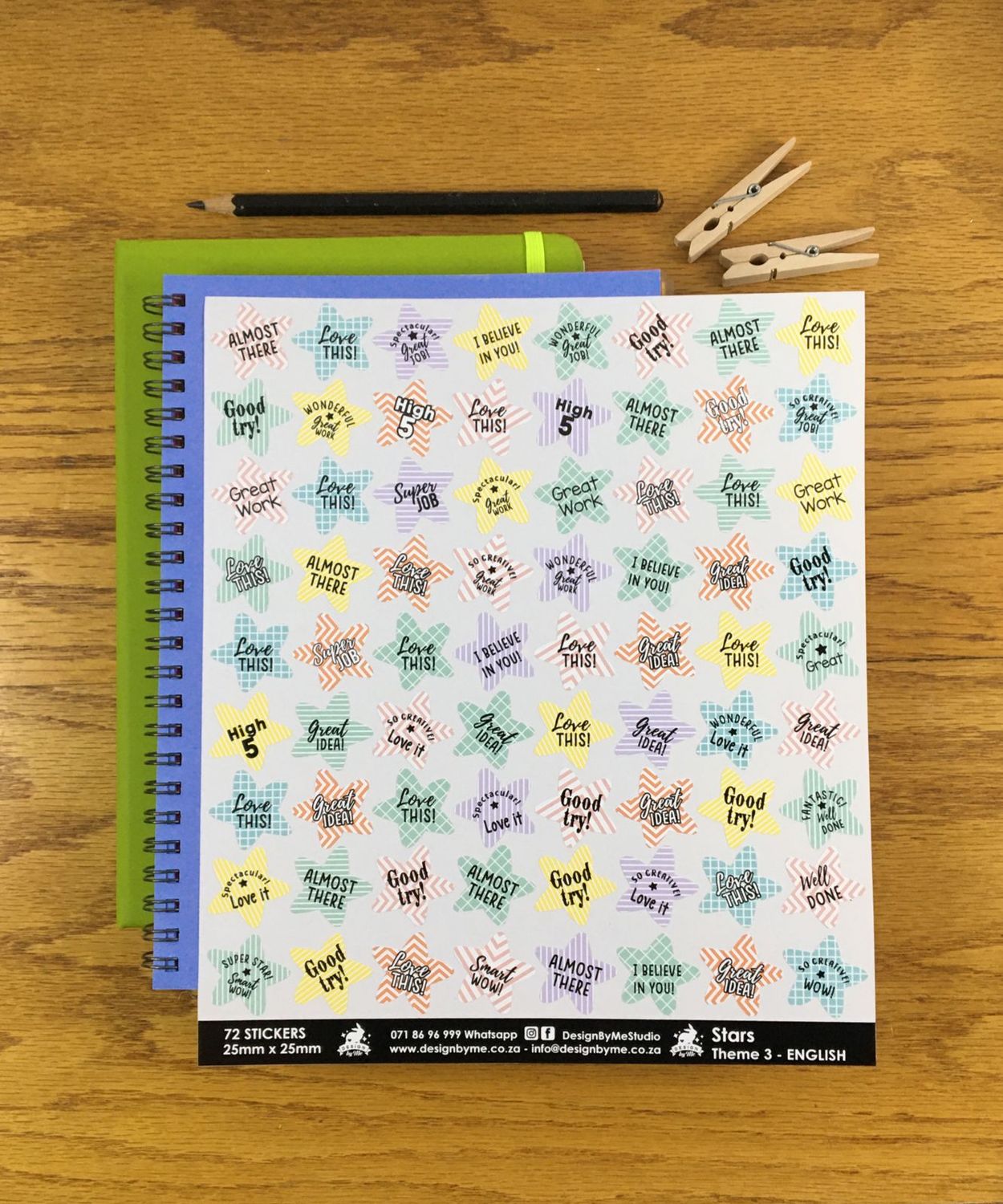 Stars Theme 3 Reward Stickers - English