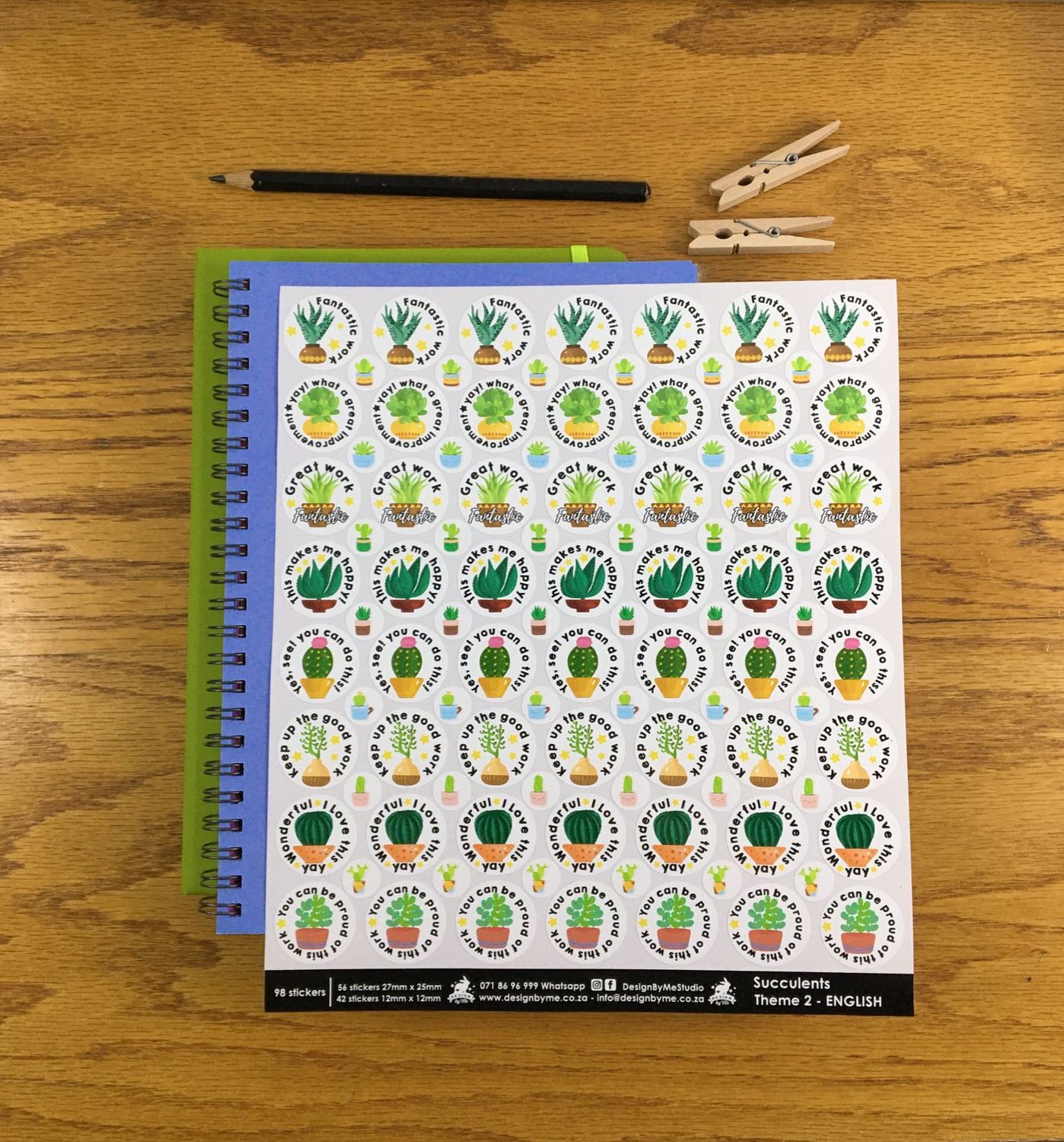 Succulents Theme 2 Reward Stickers - English