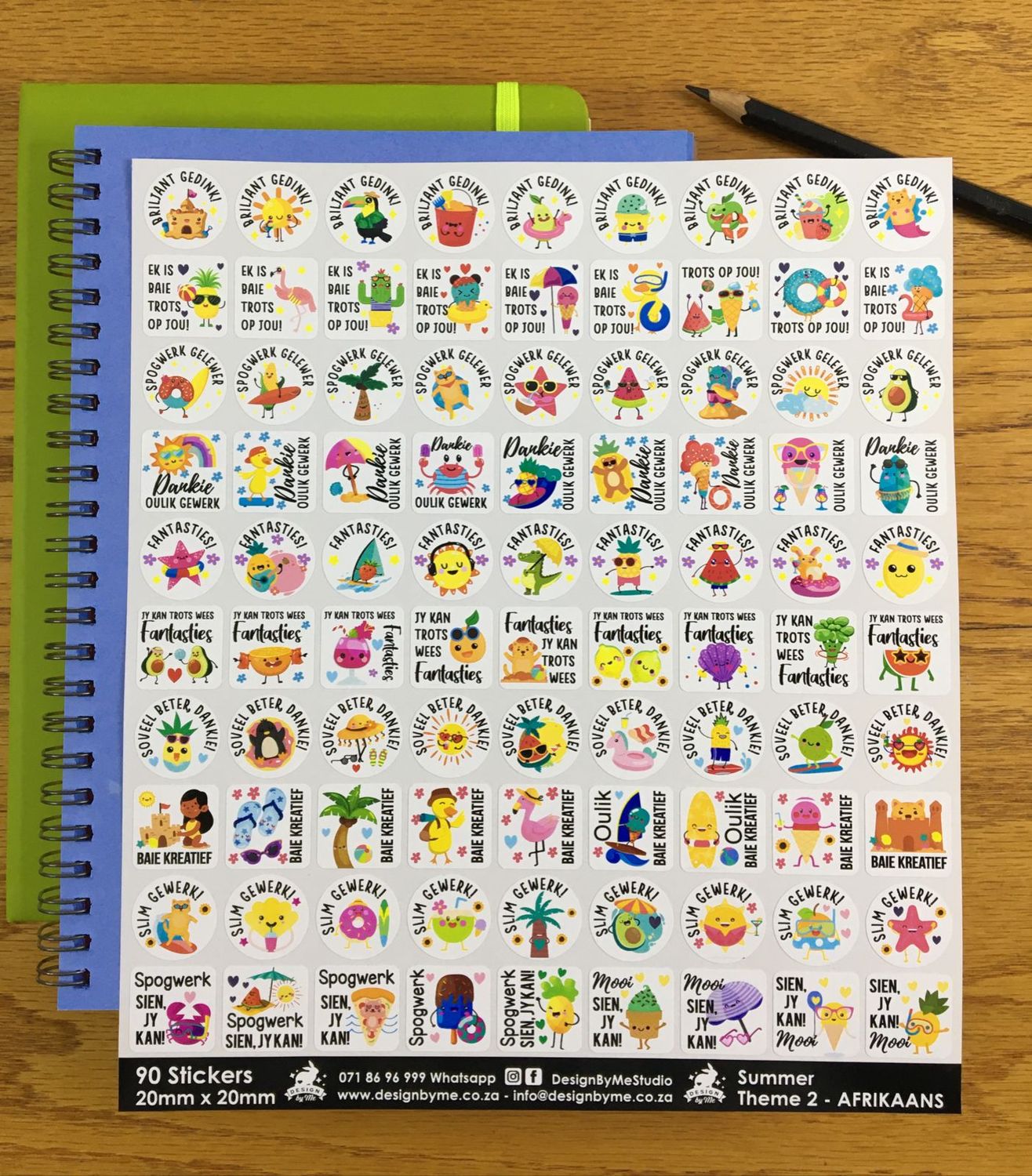 Summer Theme 2 Reward Stickers - Afrikaans