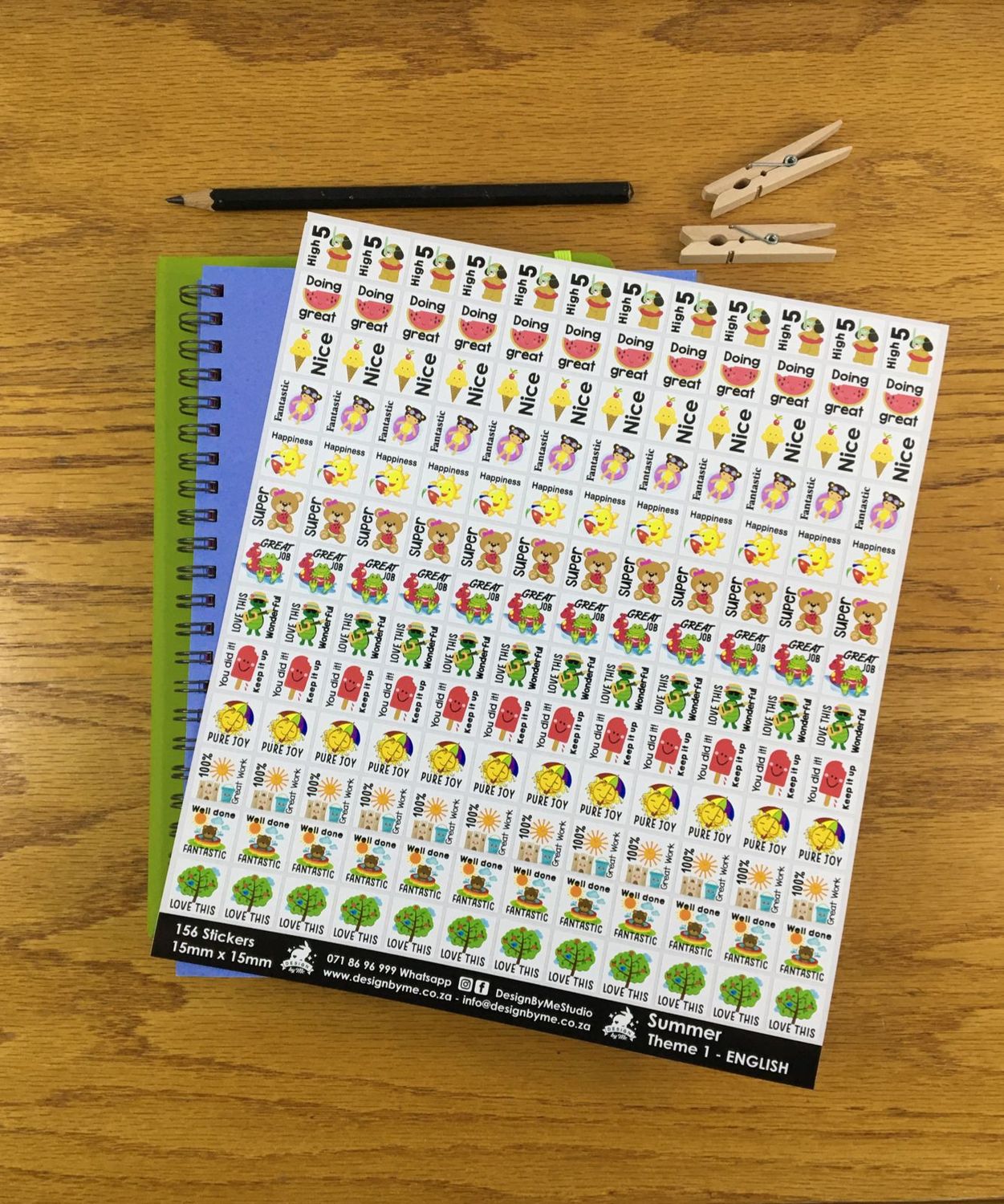 Summer Theme 1 Reward Stickers - English
