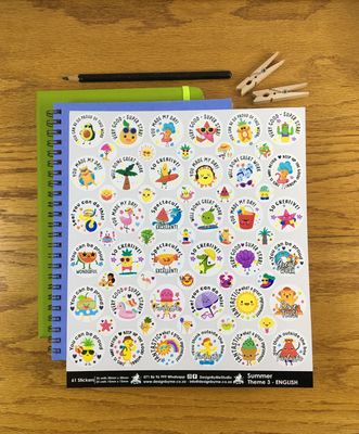 Summer Theme 3 Reward Stickers - English