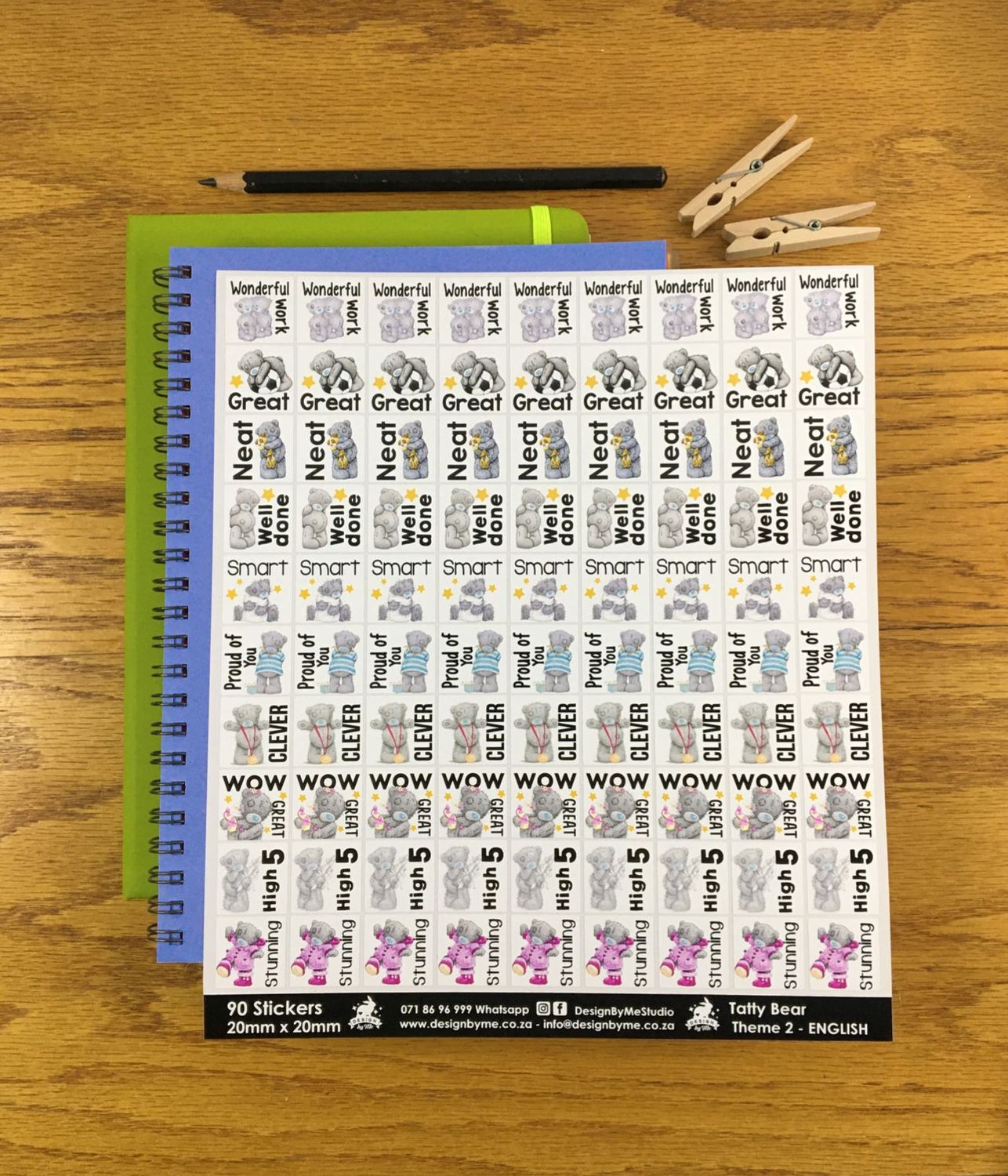 Tatty Bear Theme 2 Reward Stickers - English