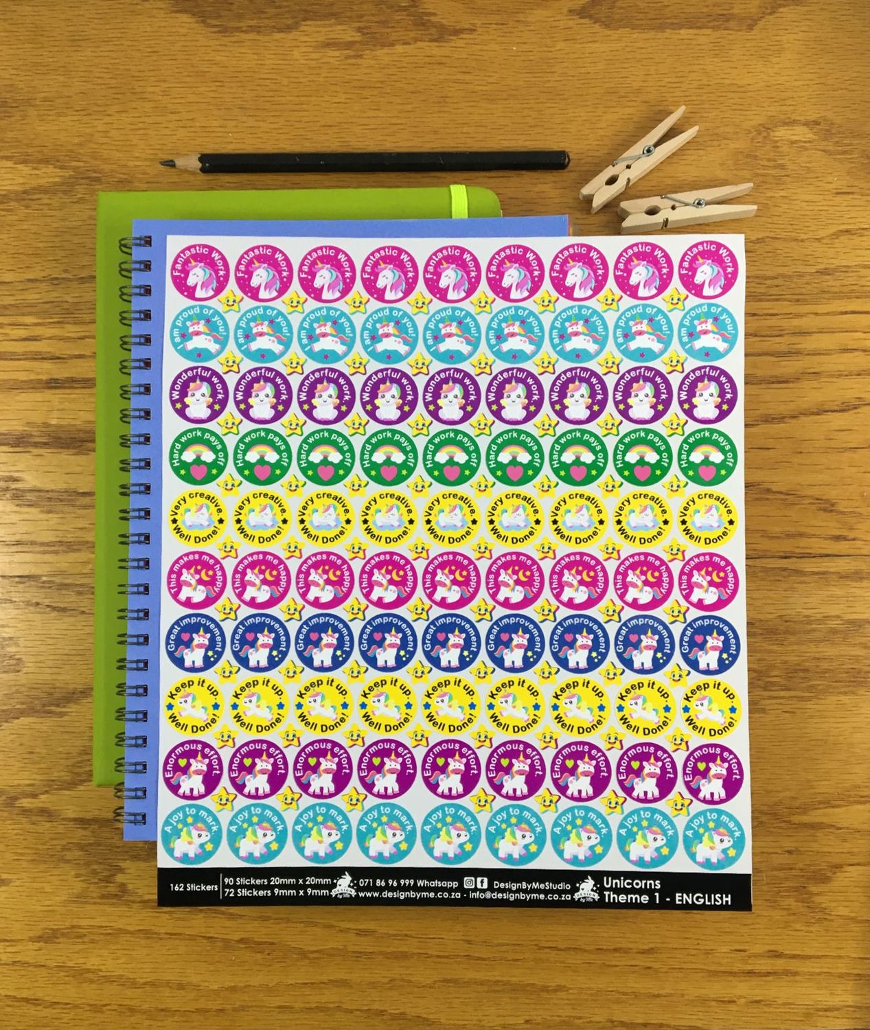 Unicorns Theme 1 Reward Stickers - English