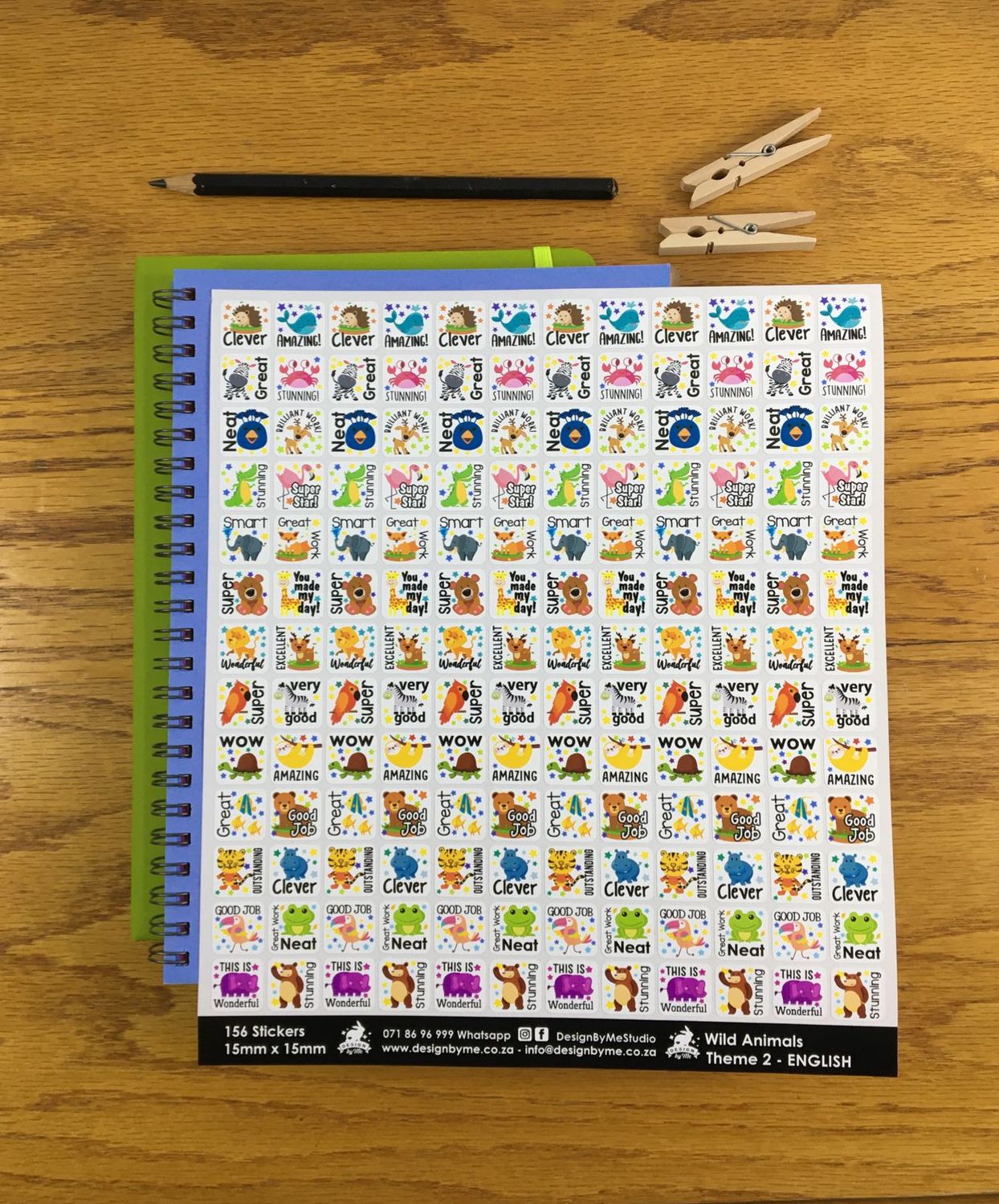 Wild Animals Theme 2 Reward Stickers - English