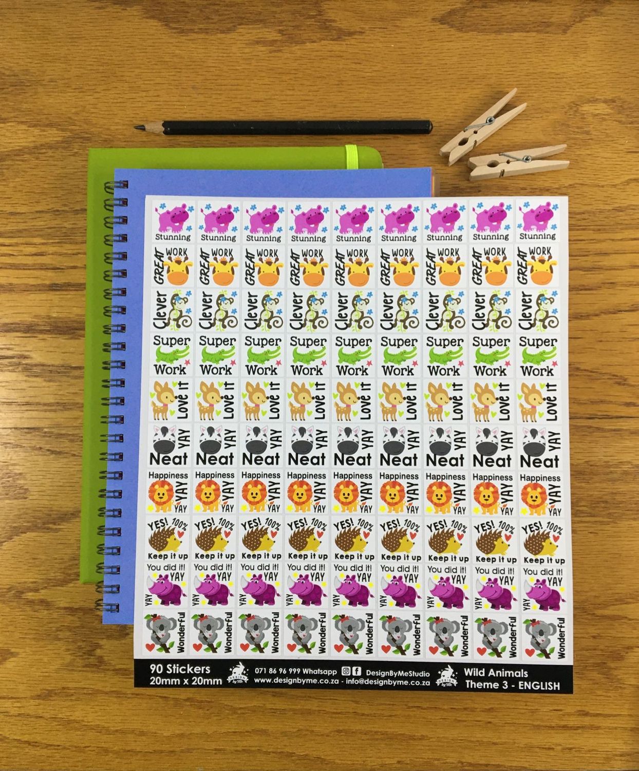 Wild Animals Theme 3 Reward Stickers - English