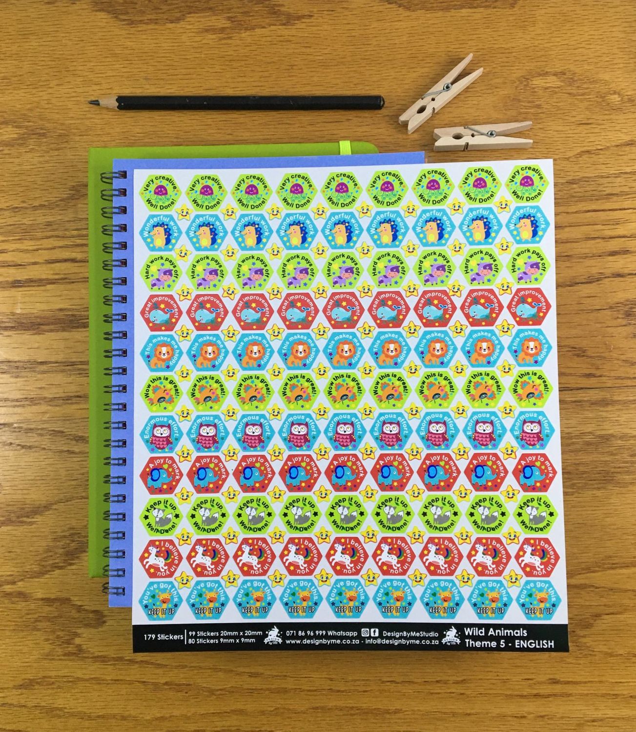 Wild Animals Theme 5 Reward Stickers - English