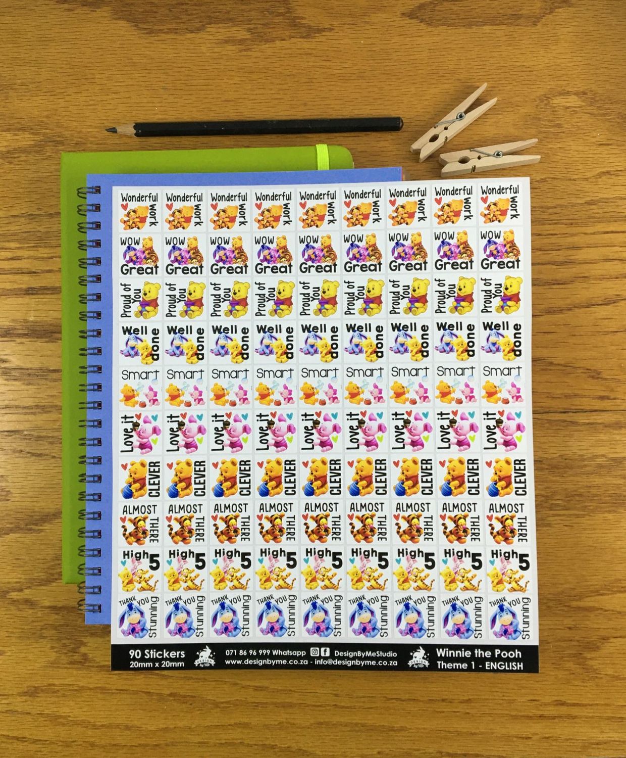 Winnie the Pooh Theme 1 Reward Stickers - English