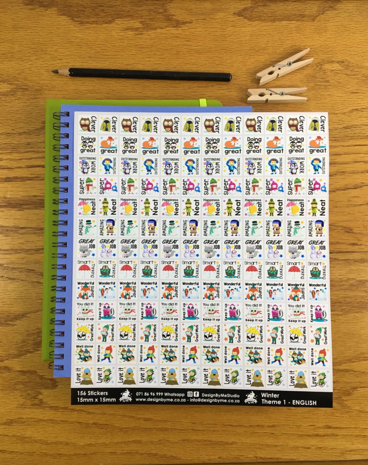Winter Theme 1 Reward Stickers - English
