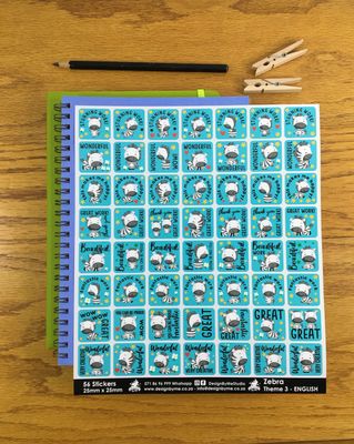 Zebra Theme 3 Reward Stickers - English