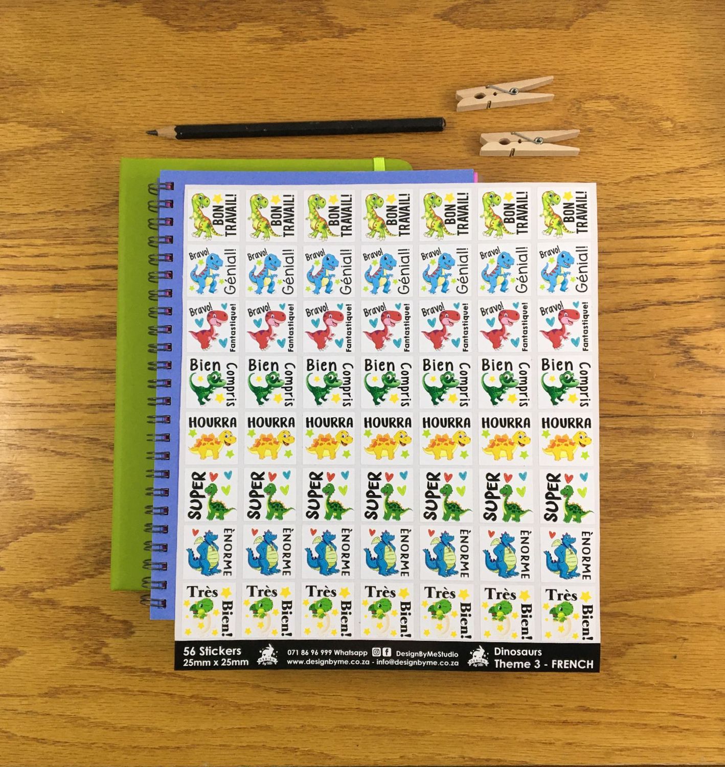 Dinosaurs Theme 3 Reward Stickers - French