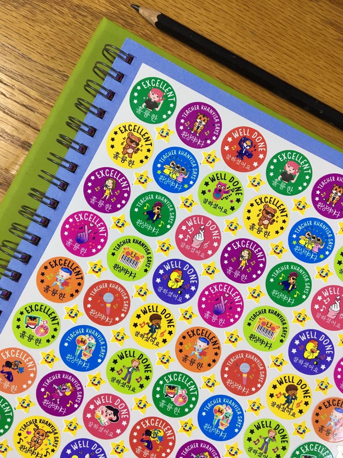 Singing Karaoke Theme 1 Reward Stickers - Korean / English