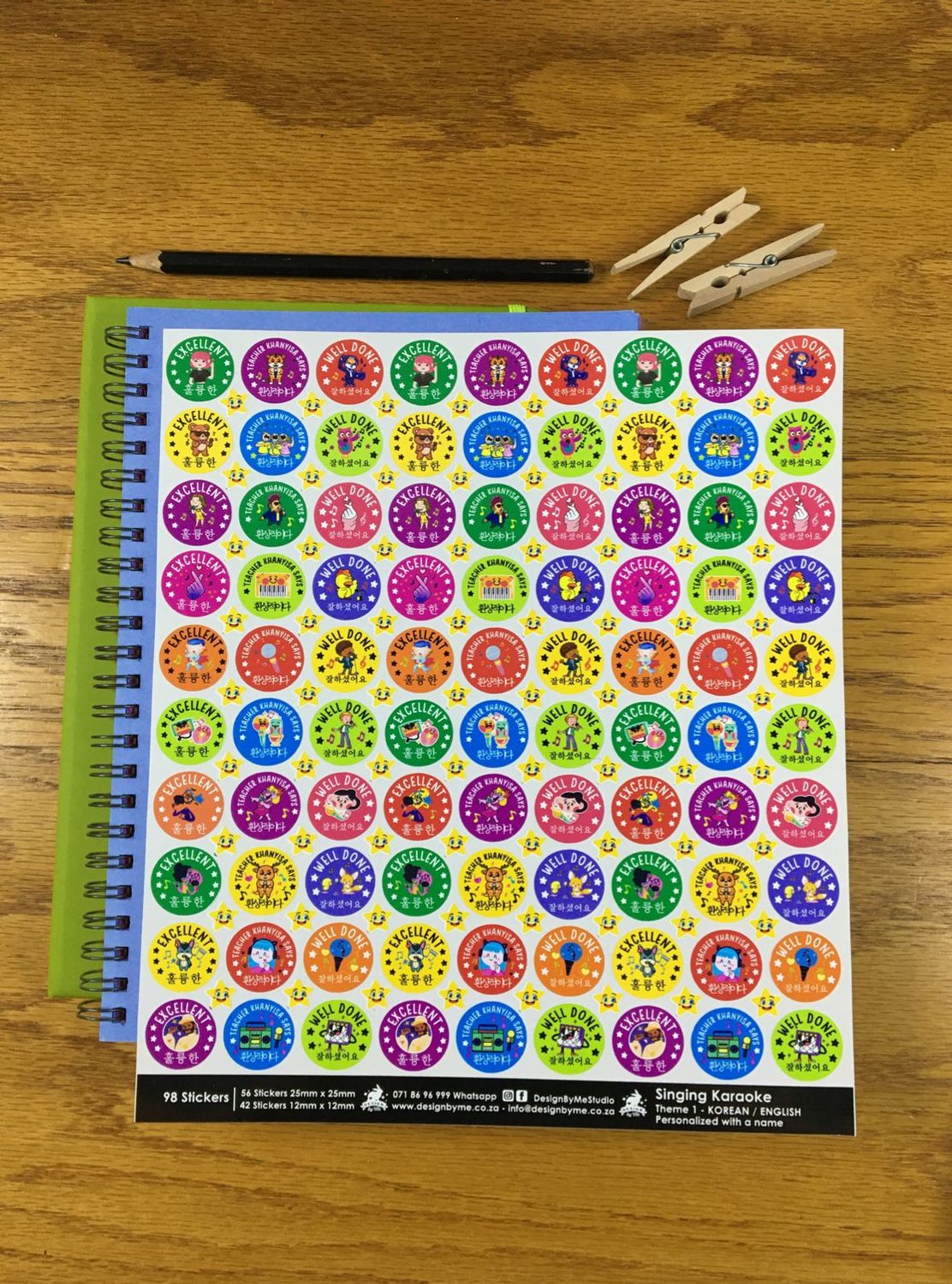 Singing Karaoke Theme 1 Reward Stickers - Korean / English
