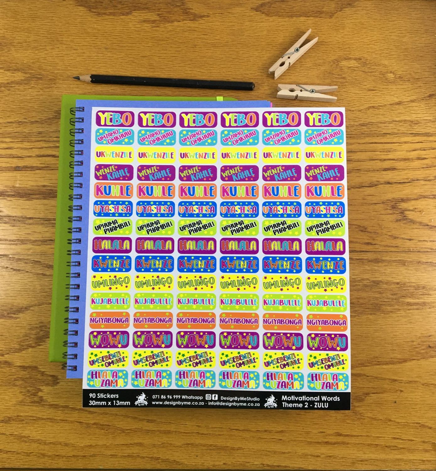 Motivational Words Theme 2 Reward Stickers - Xhosa