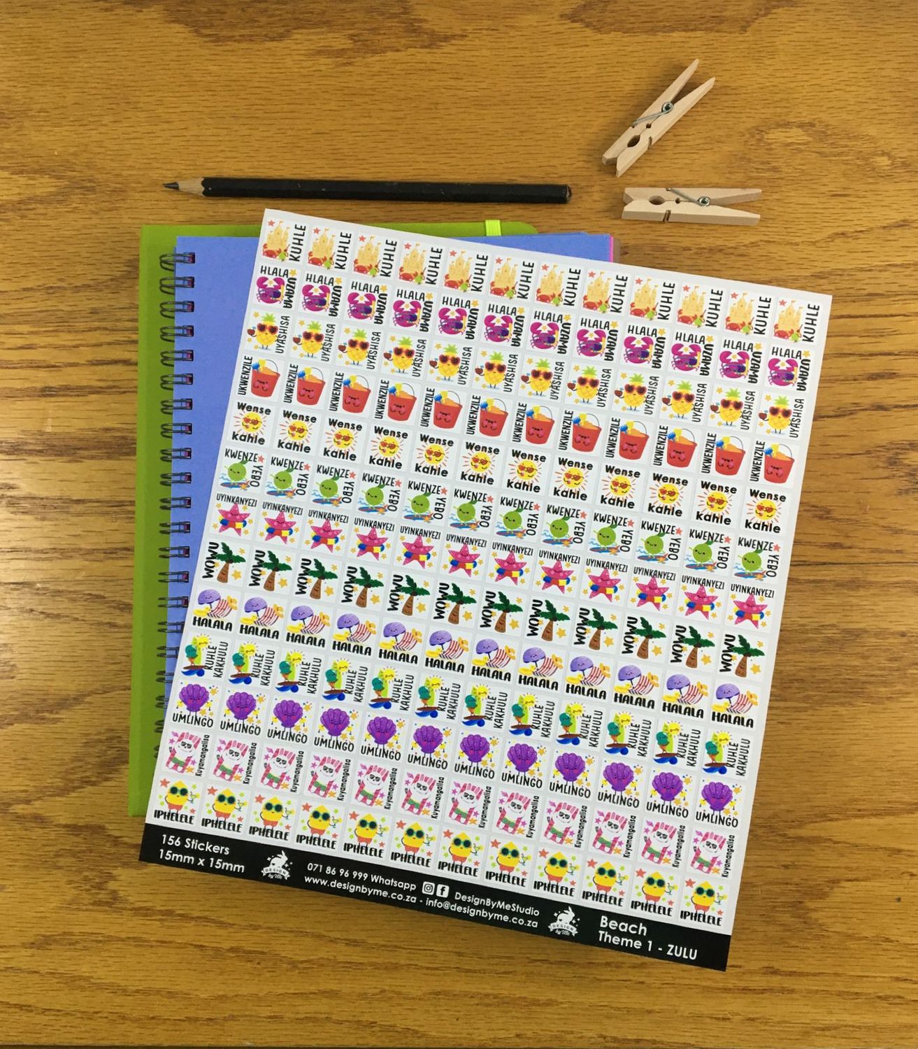 Beach Theme 1 Reward Stickers - Zulu