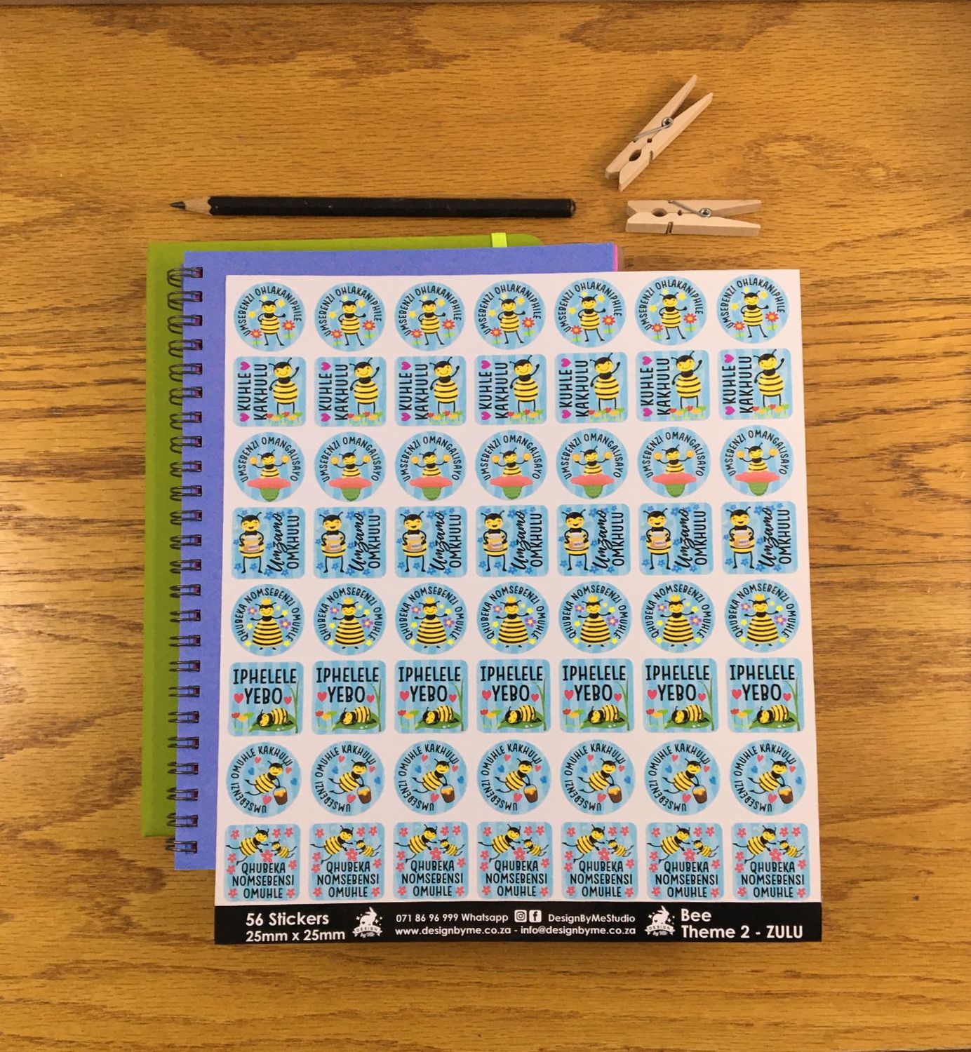 Bee Theme 2 Reward Stickers - Zulu