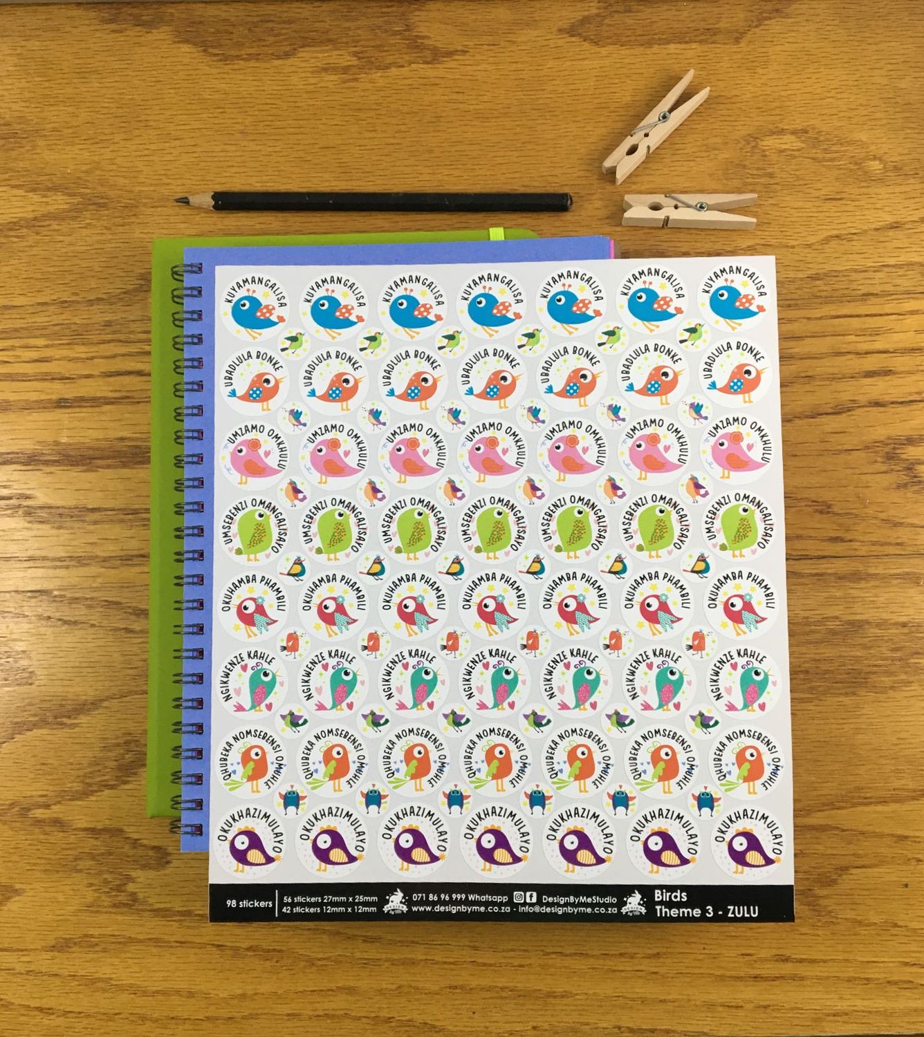 Birds Theme 3 Reward Stickers - Zulu