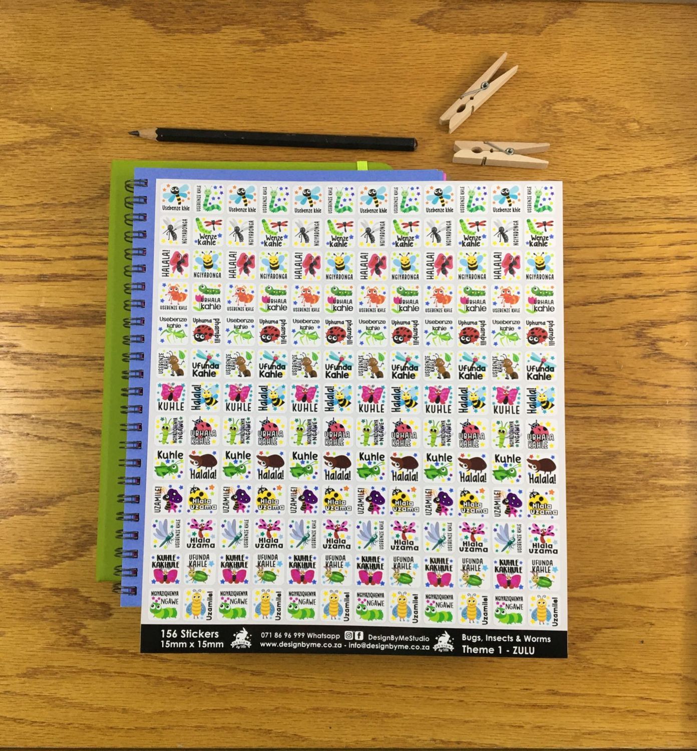 Bugs, Insects and Worms Theme 1 Reward Stickers  - Zulu