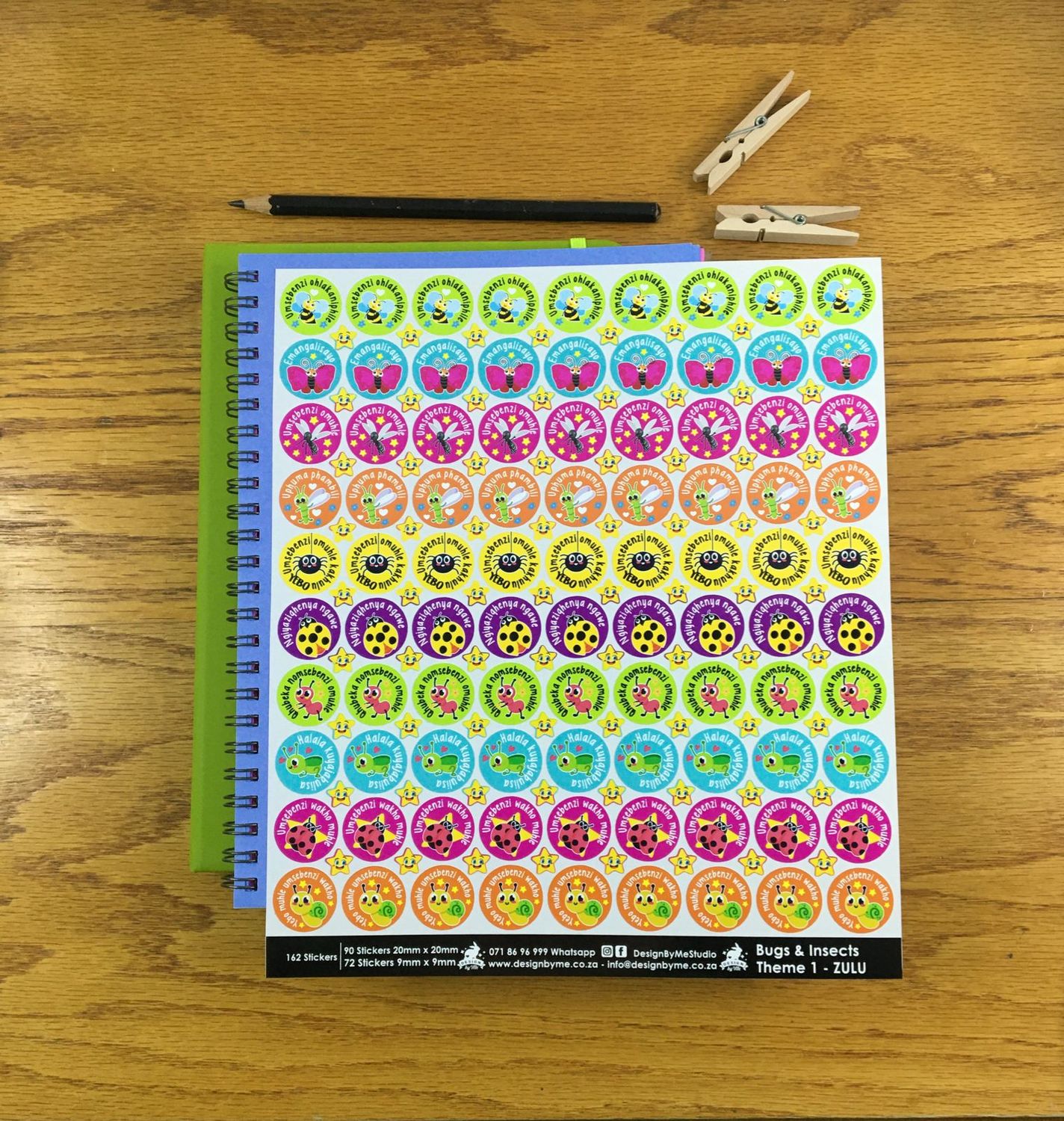 Bugs and Insects Theme 1 Reward Stickers - Zulu