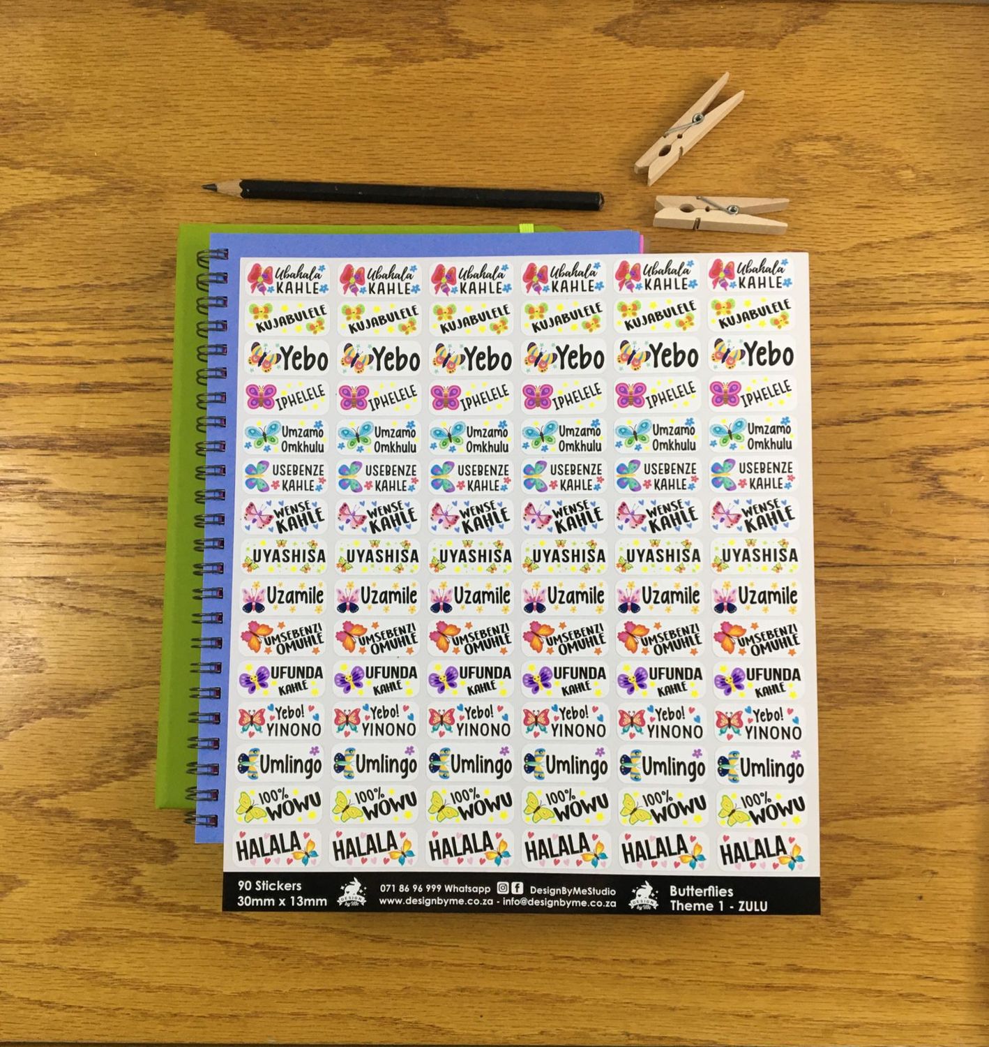 Butterflies Theme 1 Reward Stickers - Zulu