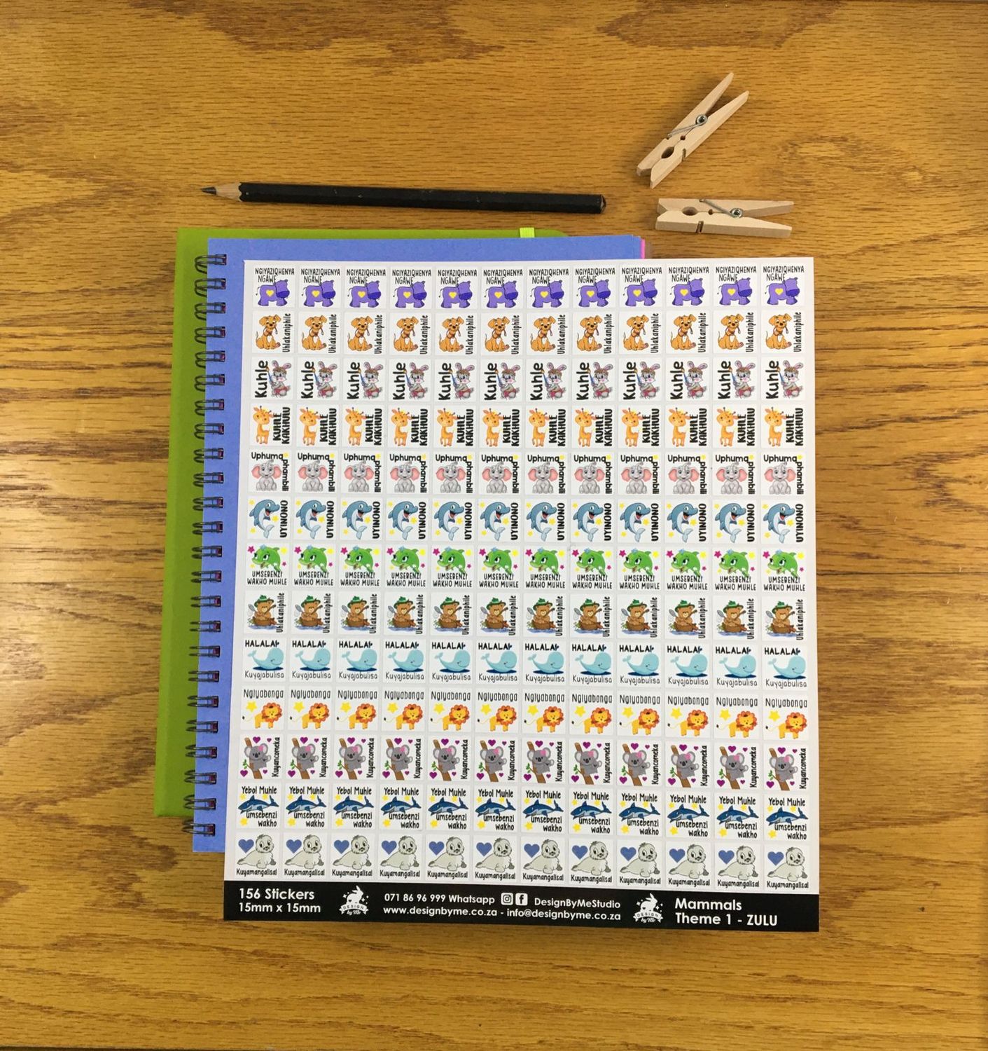 Mammals Theme 1 Reward Stickers - Zulu