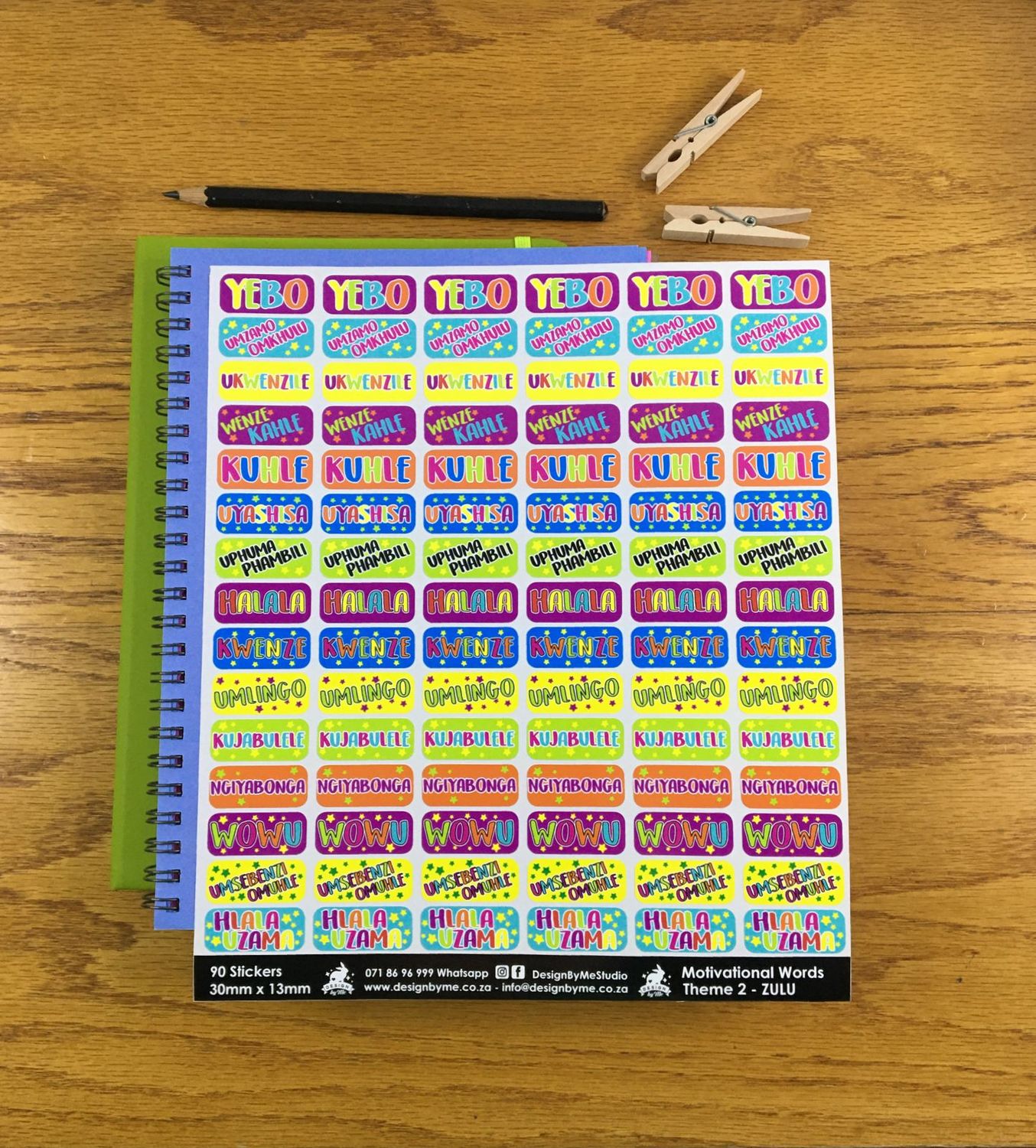 Motivational Words Theme 2 Reward Stickers - Zulu