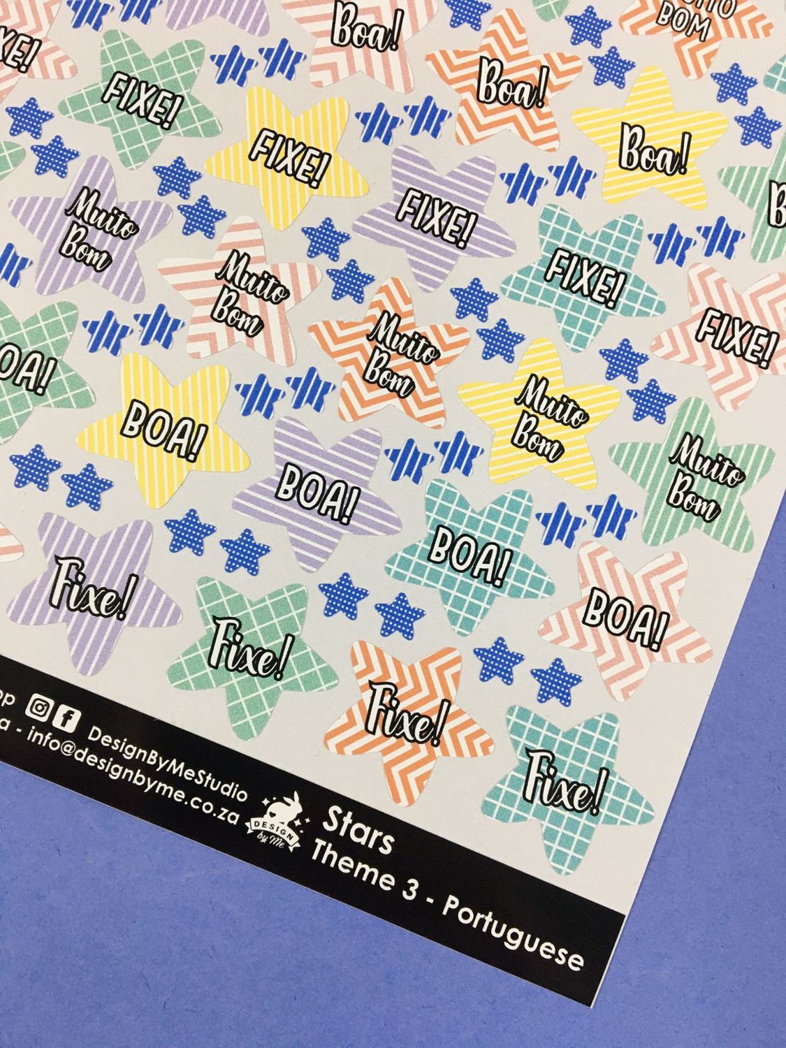Stars Theme 3 Reward Stickers - Portuguese
