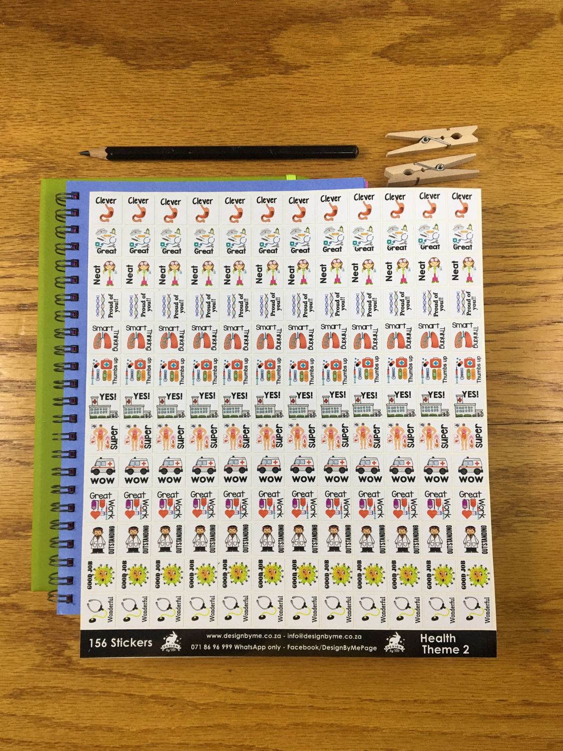 Sample Sale 100 - Health theme English Reward Stickers