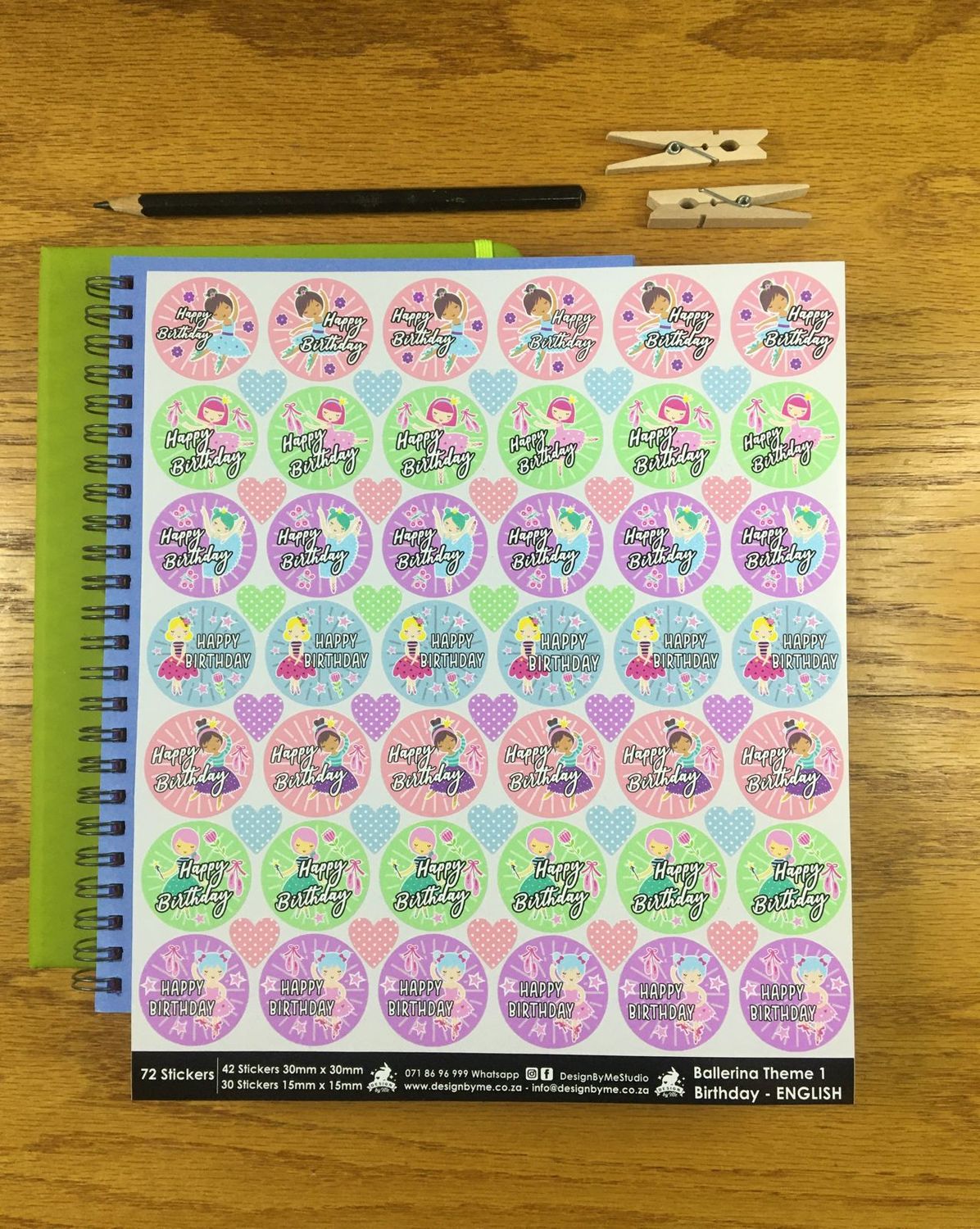 Ballerina Theme 1 Birthday gift Stickers   English