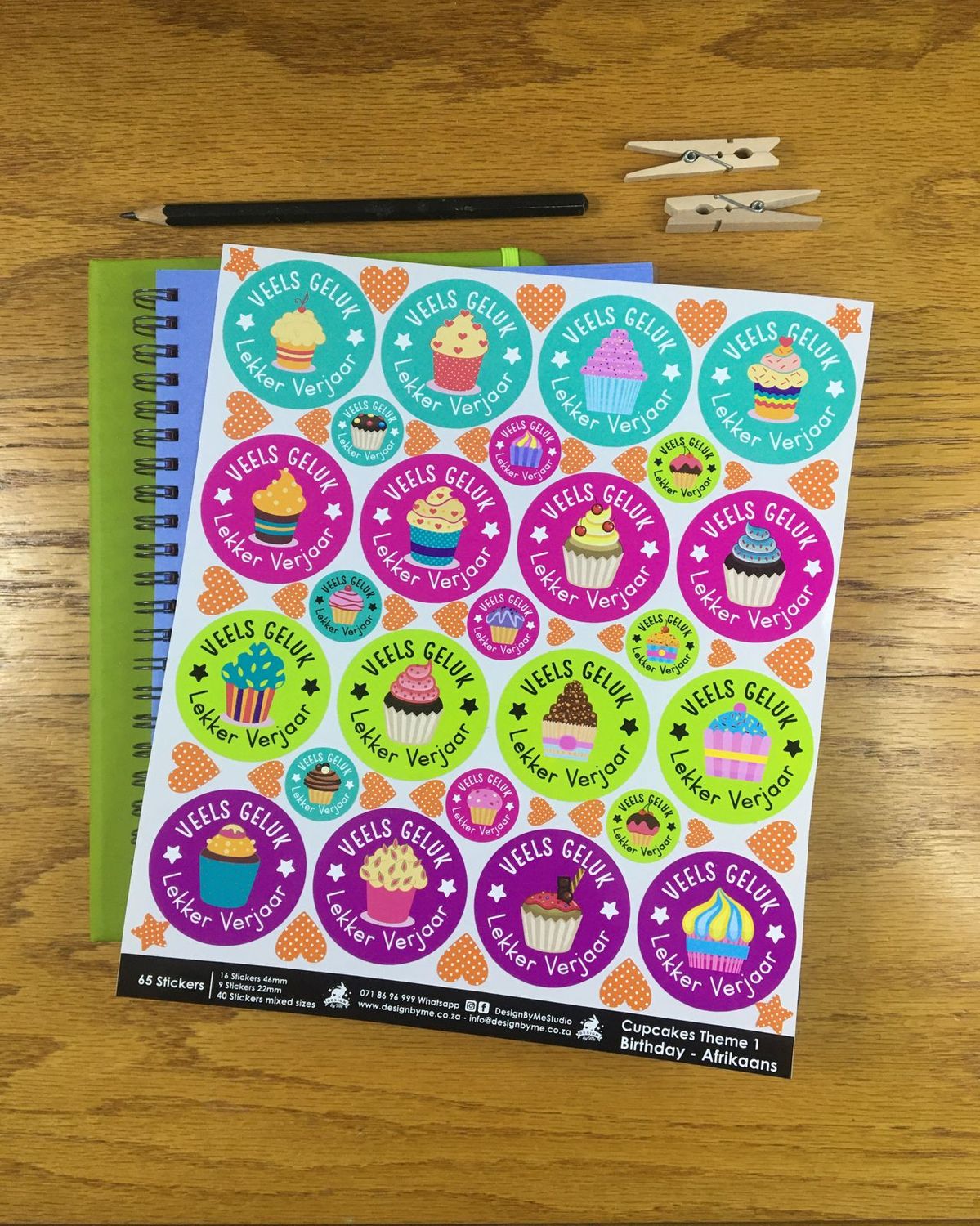 Cupcake Theme 1 Birthday gift Stickers - Afrikaans