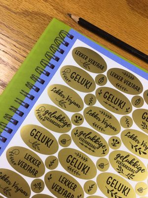 Gold Theme 1 Birthday gift Stickers - Afrikaans