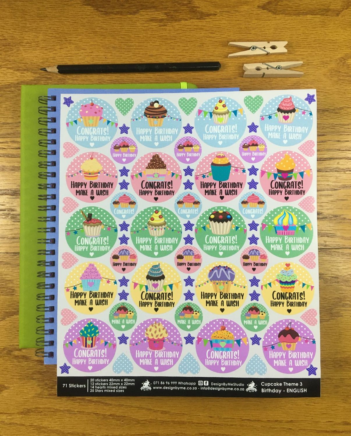 Cupcake Theme 3 - Birthday gift Stickers - English