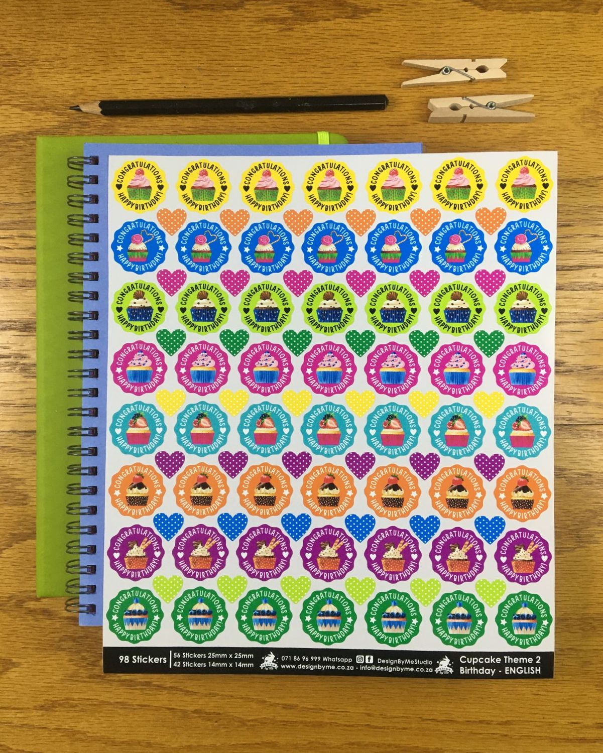 Cupcake Theme 2 Birthday gift Stickers   English