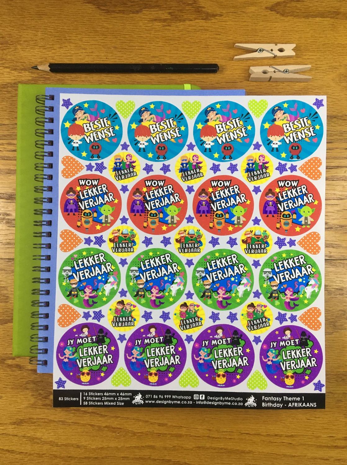 Fantasy Theme 1 Birthday gift Stickers   Afrikaans
