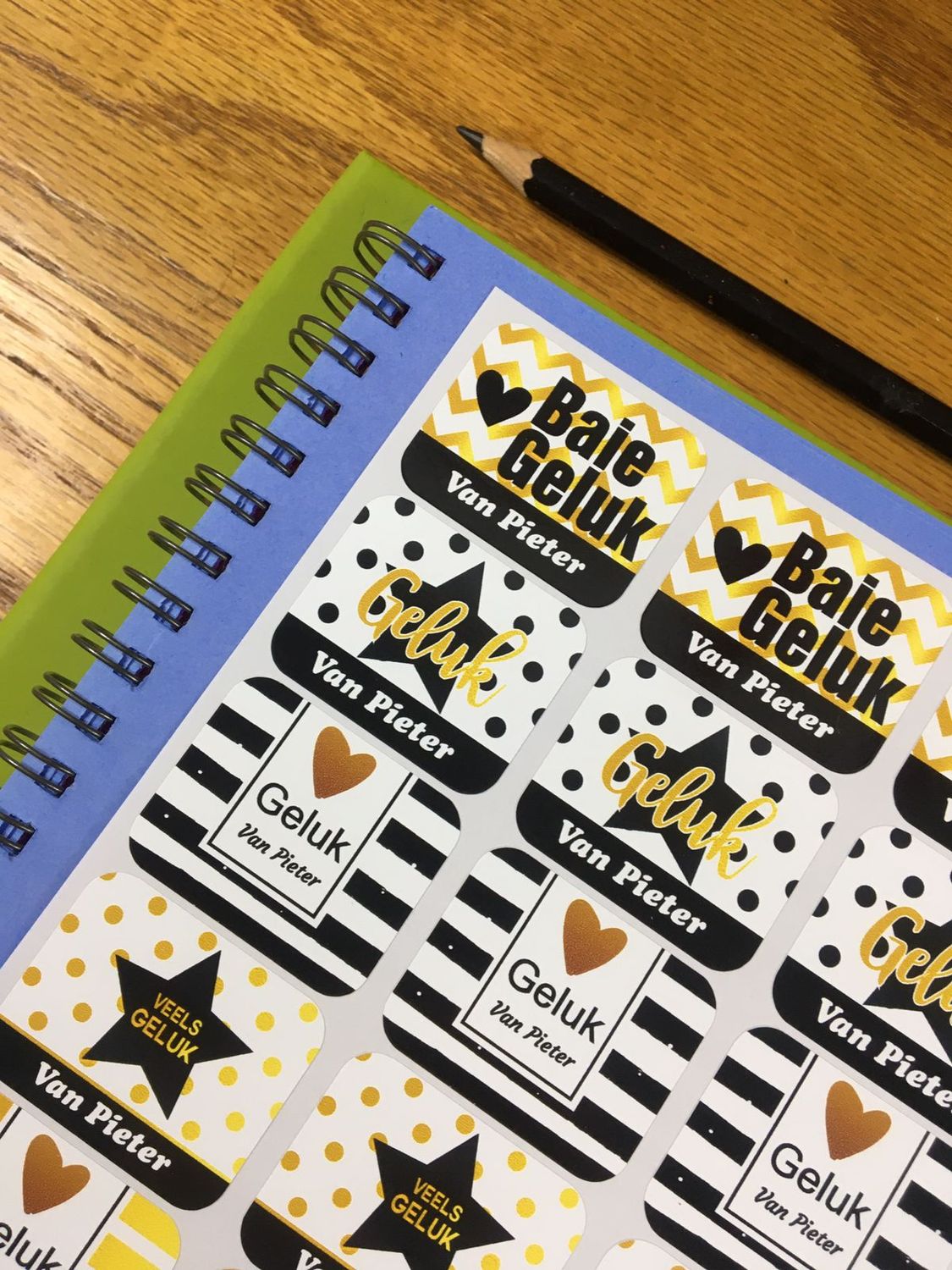 Stripes, dots and Stars Theme 1 -  Birthday gift Stickers - Afrikaans