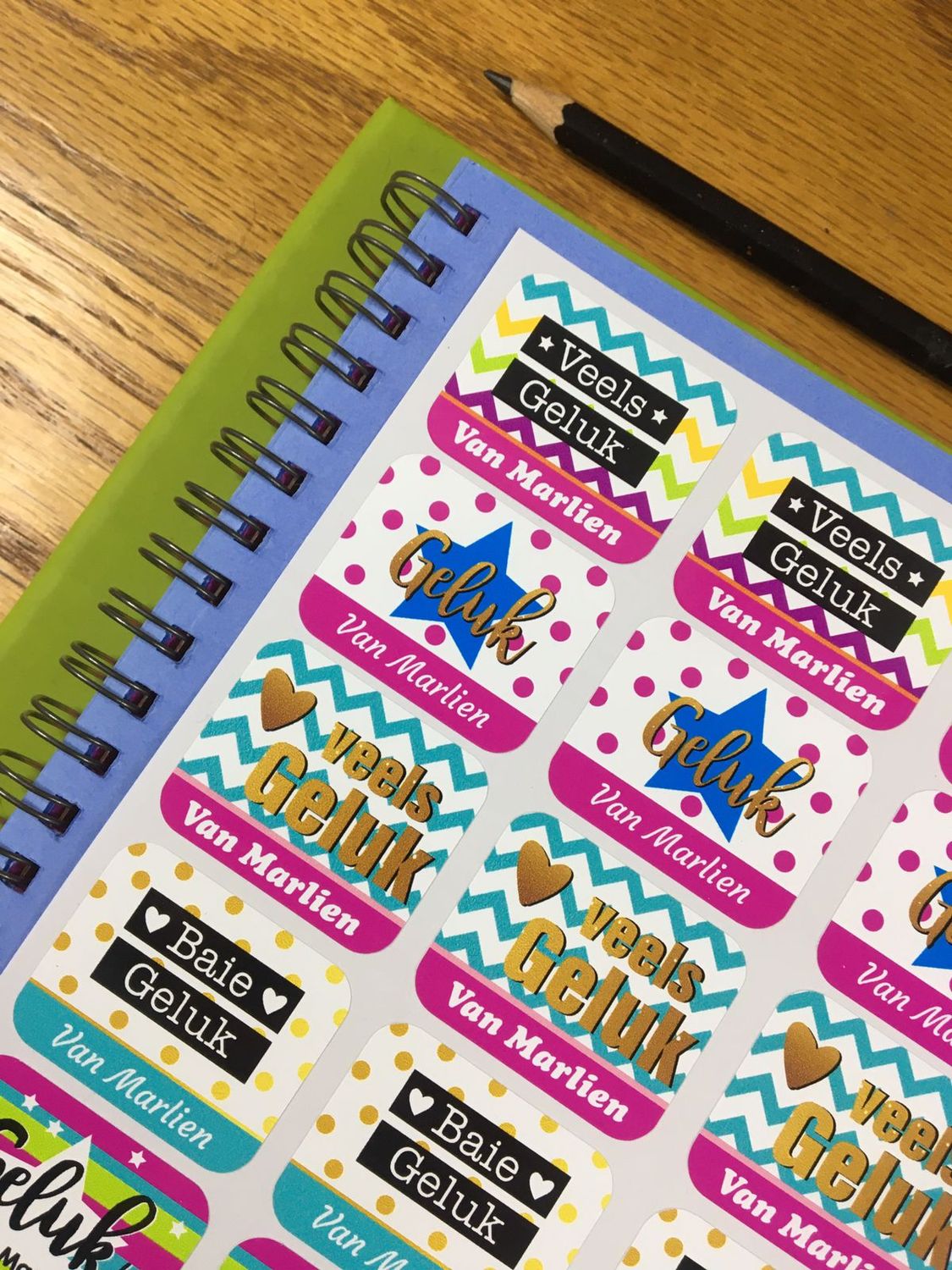 Stripes, dots and Stars Theme 2 -  Birthday gift Stickers - Afrikaans