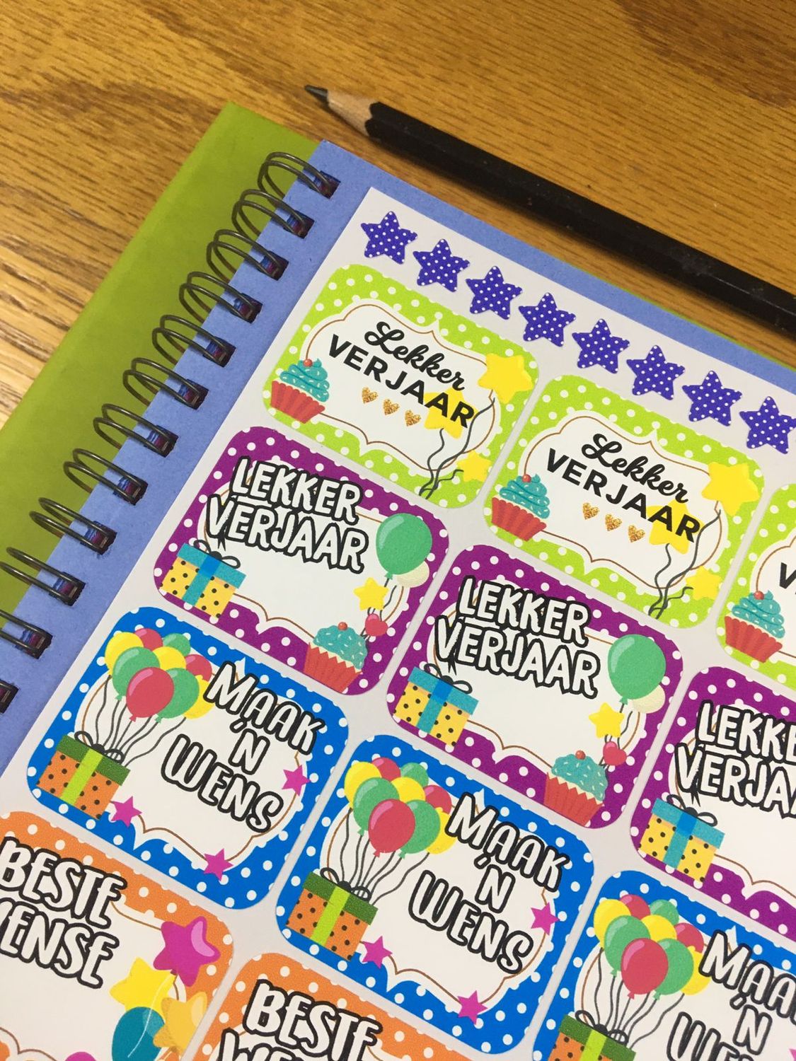 Polkadot Theme 1 Birthday gift Stickers - Afrikaans