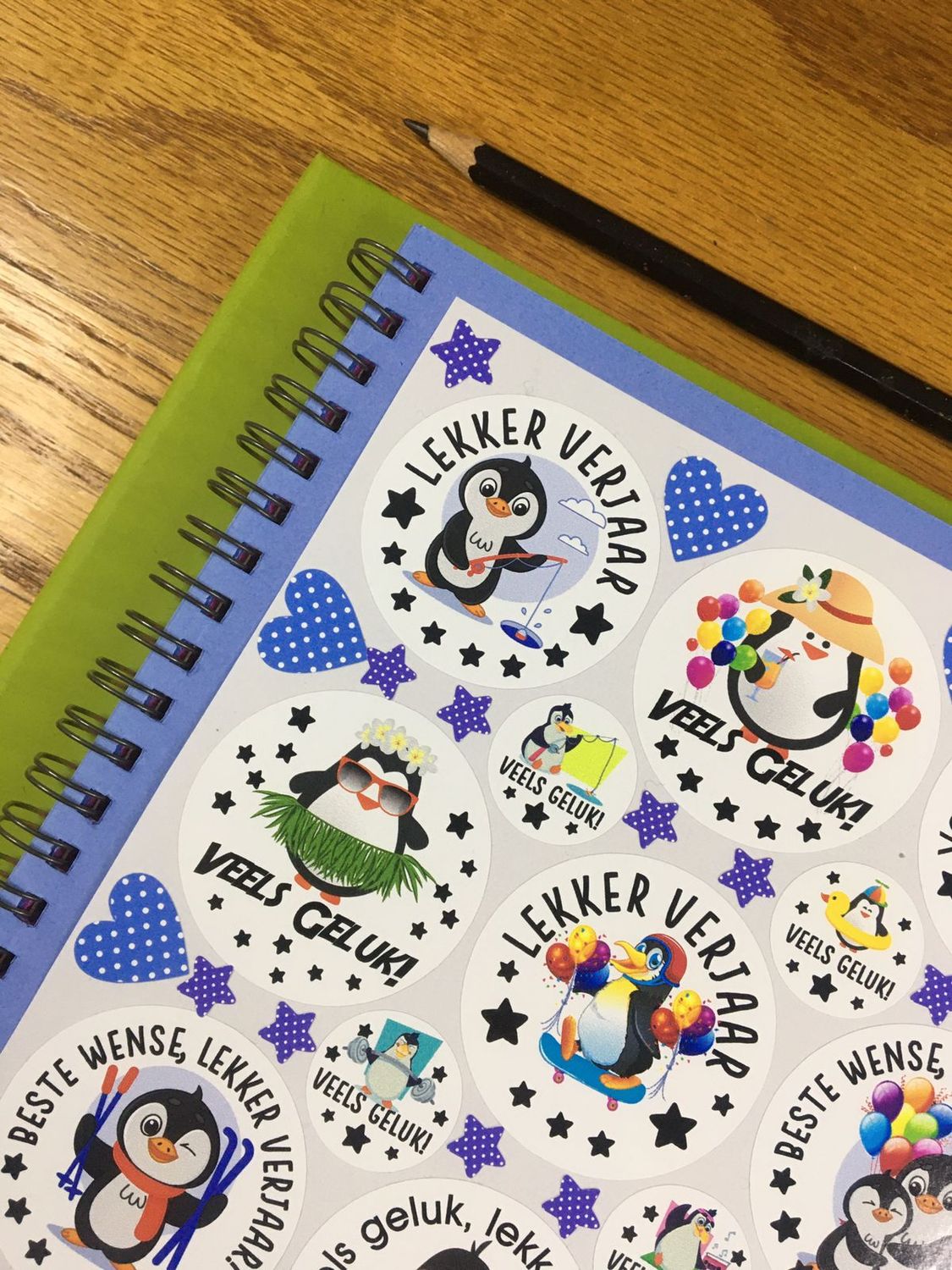 Penguins Theme 1 Birthday gift Stickers - Afrikaans