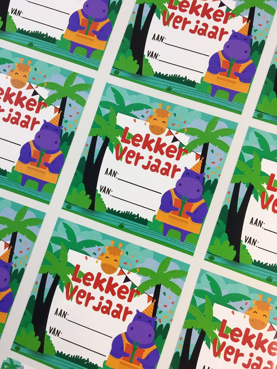 Jungle Animals Theme 1 Birthday gift Stickers  Afrikaans