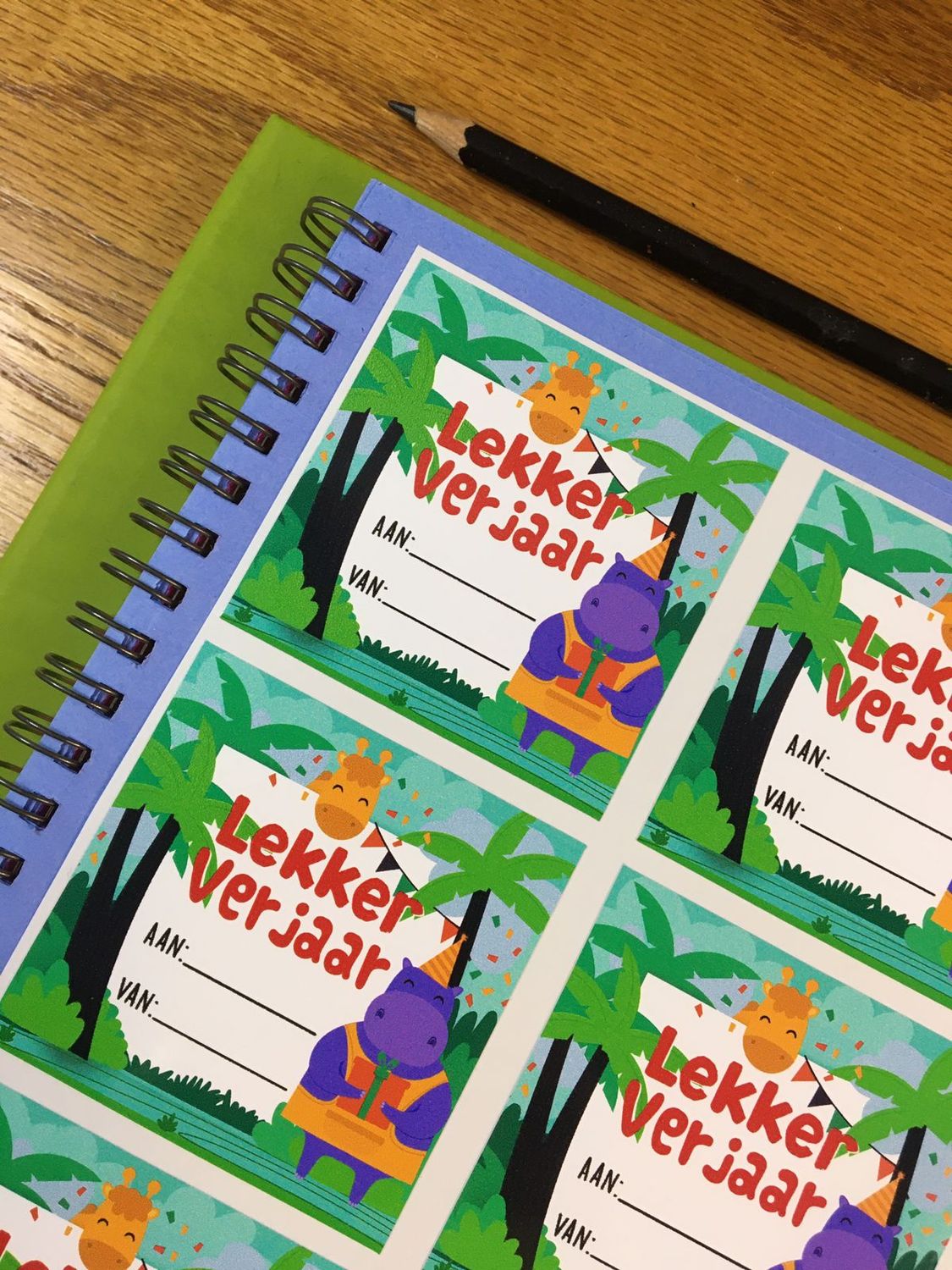 Jungle Animals Theme 1 Birthday gift Stickers - Afrikaans