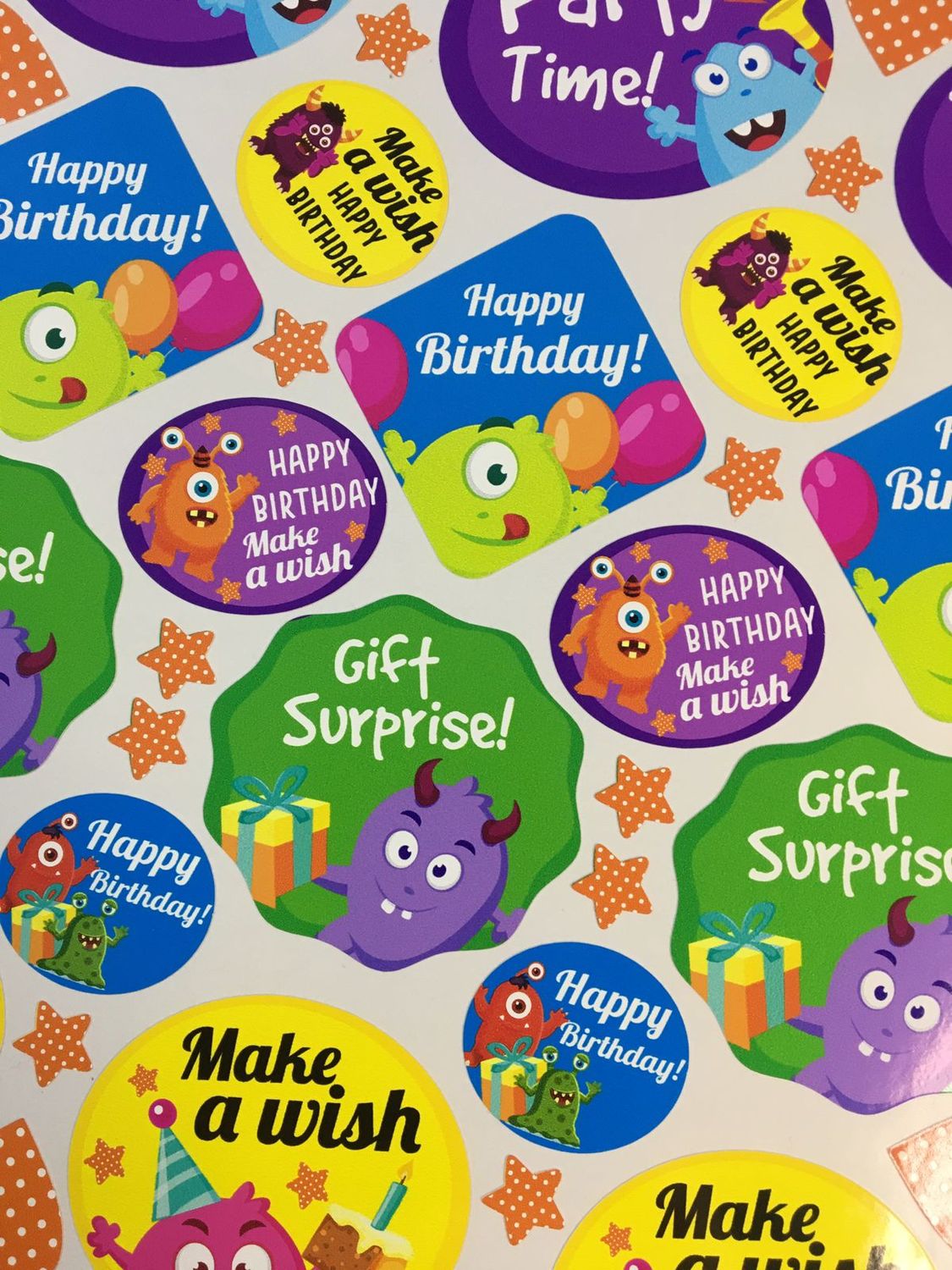 Monster Theme 1 Birthday gift Stickers  English