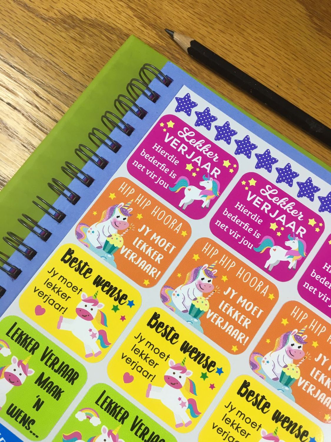 Unicorn Theme 2 Birthday gift Stickers - Afrikaans