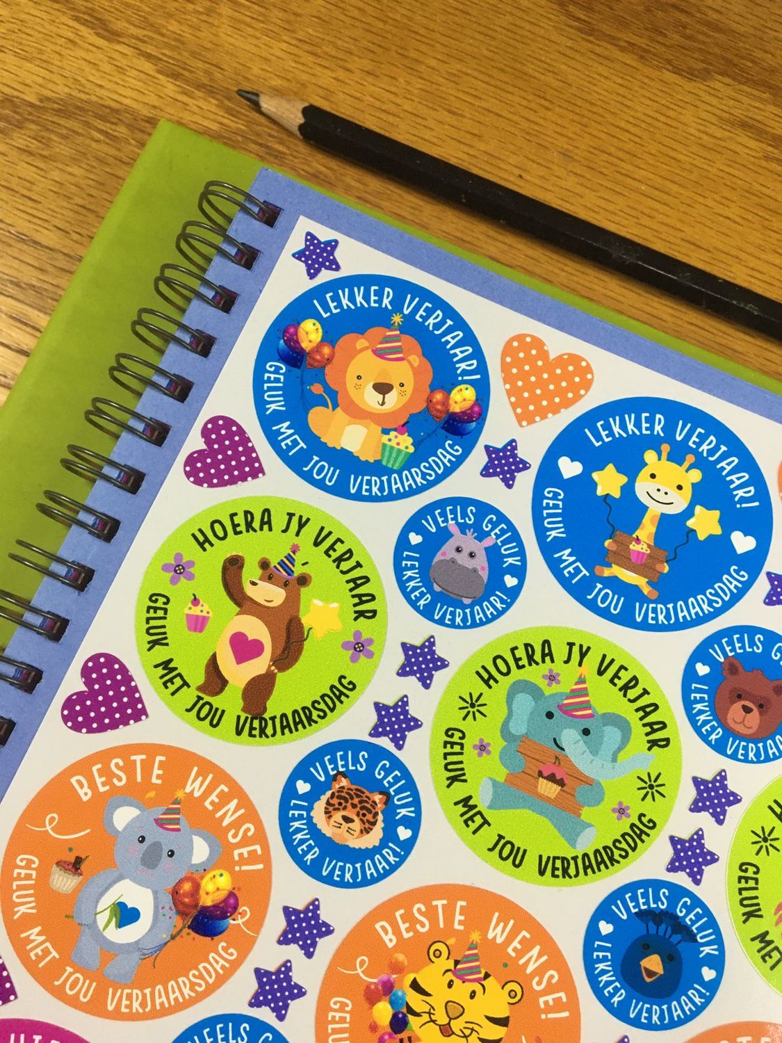 Wild Animals Theme 1 Birthday gift Stickers - Afrikaans